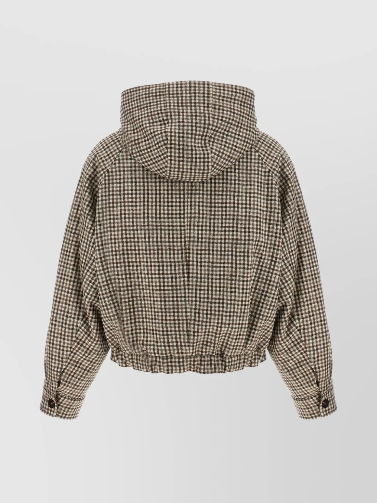 Brunello Cucinelli Check Hooded Jacket With Shiny Zipper Pull