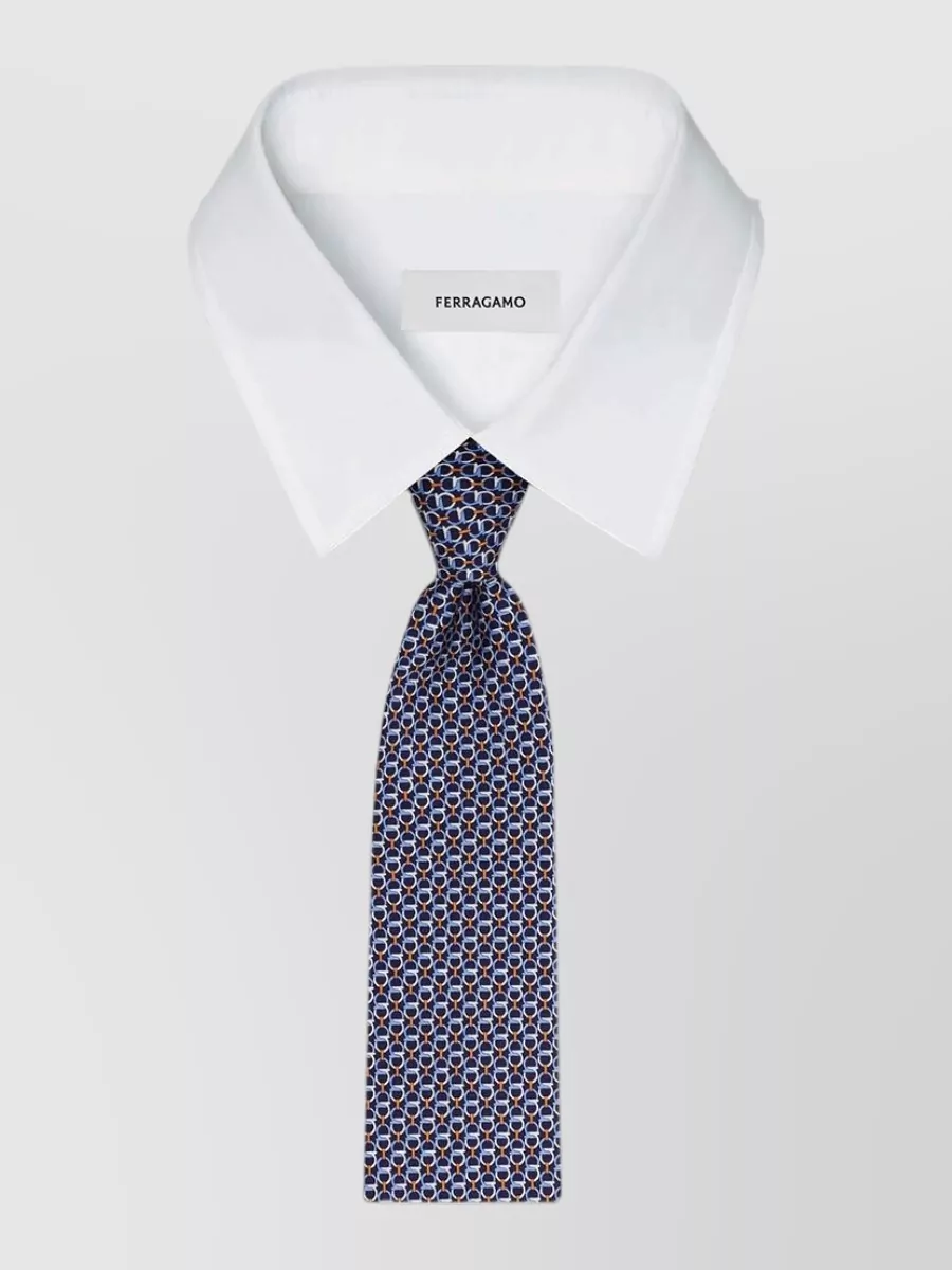 Ferragamo Gancini-Print Silk Tie