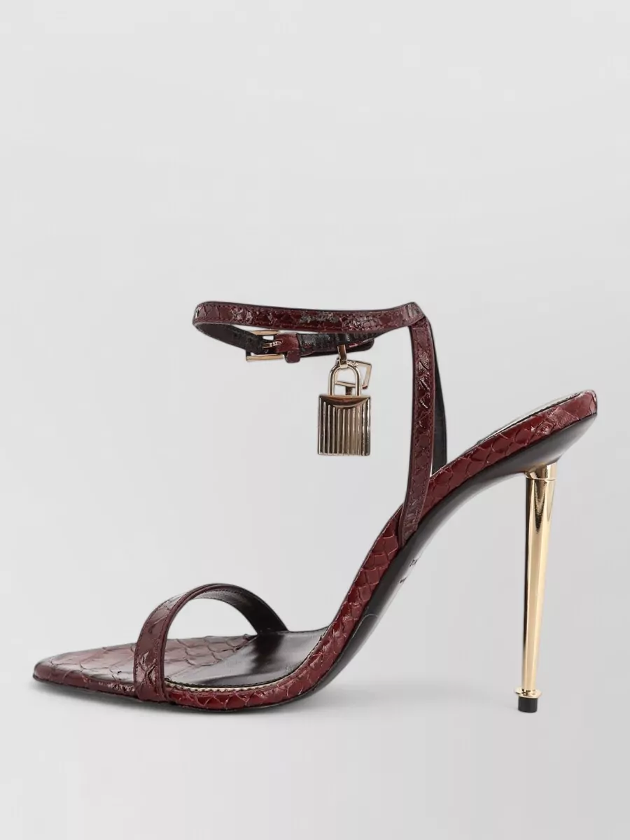 Tom Ford Leather Padlock Ankle-Strap Sandals
