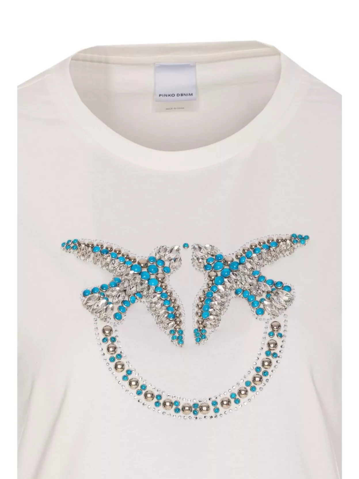 Pinko Crystal Embellished Crewneck Short Sleeve Top