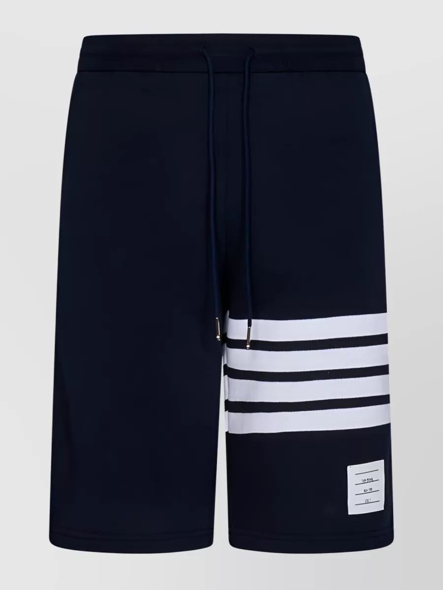 Shop Thom Browne Engineered 4-bar Cotton Track Shorts In Blue
