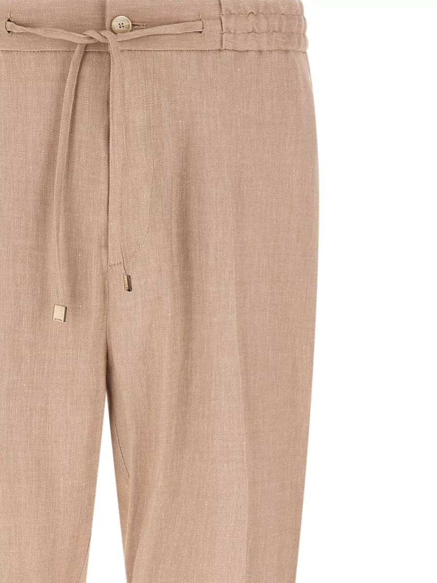 Etro Linen Joggers Button Detail Side Pockets
