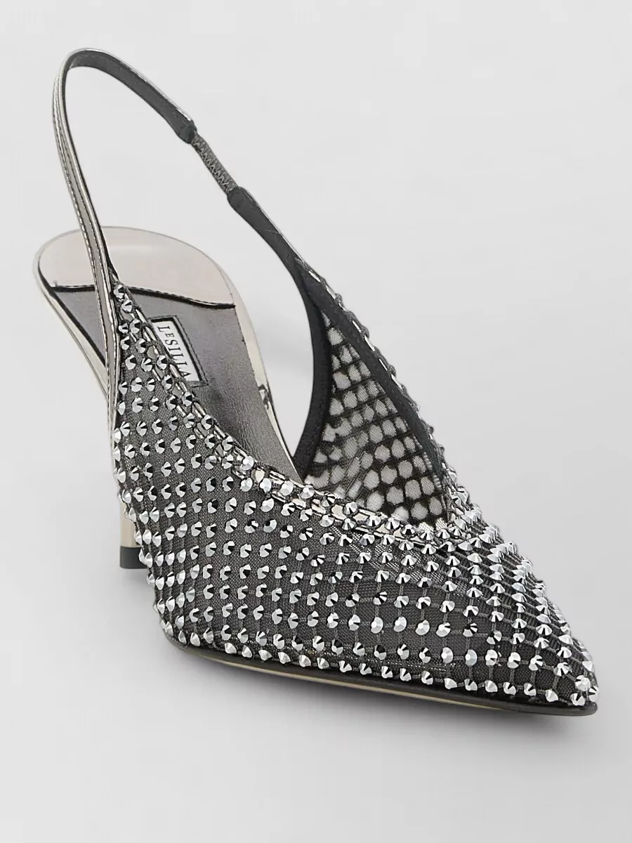 Le Silla Crystal-Embellished Mesh Slingback Pumps