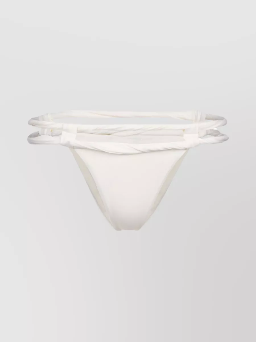 Shop Jacquemus Strappy Low Rise Swimwear With Chic Details In Cream