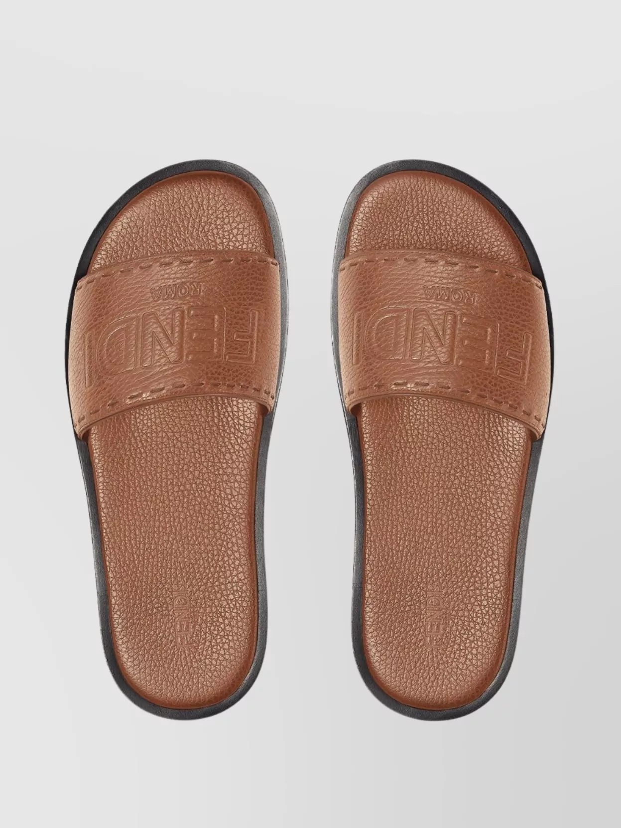 Fendi Wide Band Leather Slides