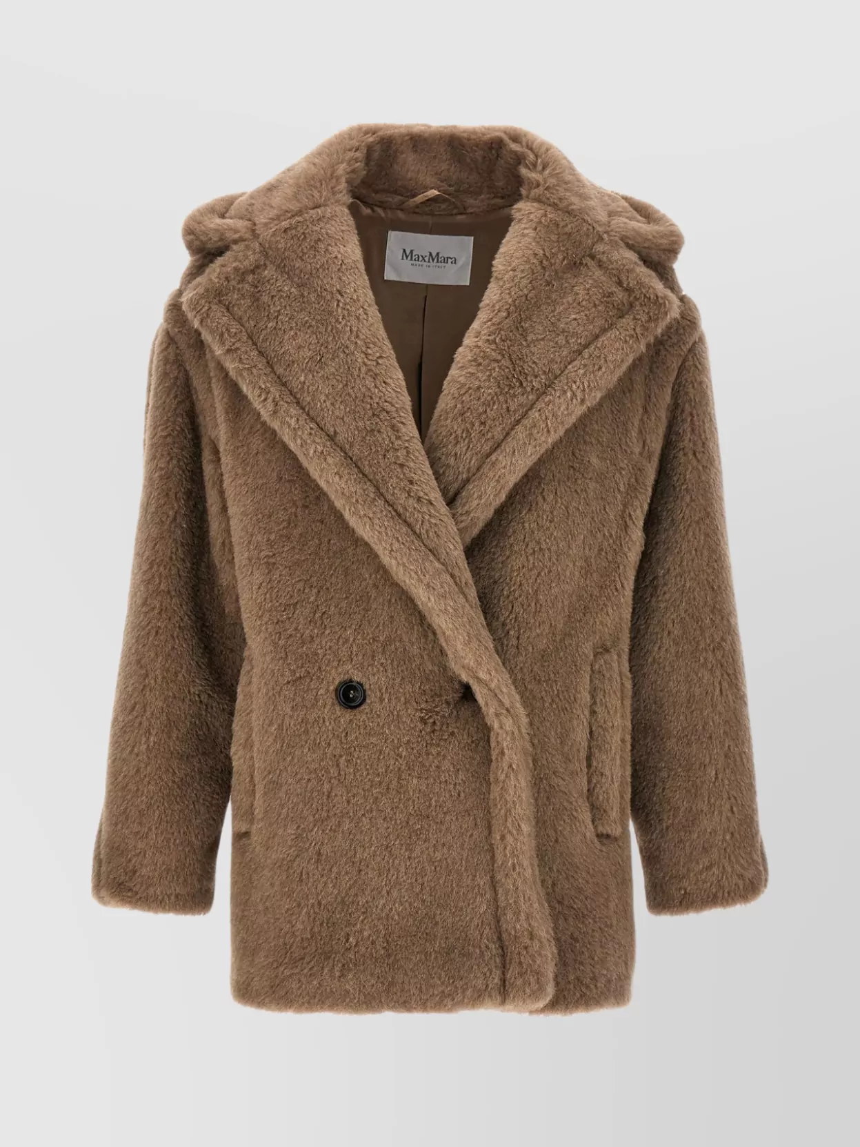 Max Mara 'espero' Double-breasted Faux Fur Jacket In Brown