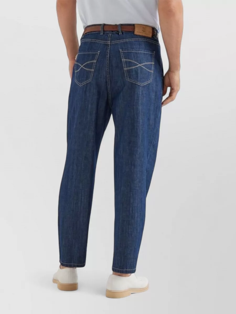 Brunello Cucinelli Denim Pleated Loose Trousers