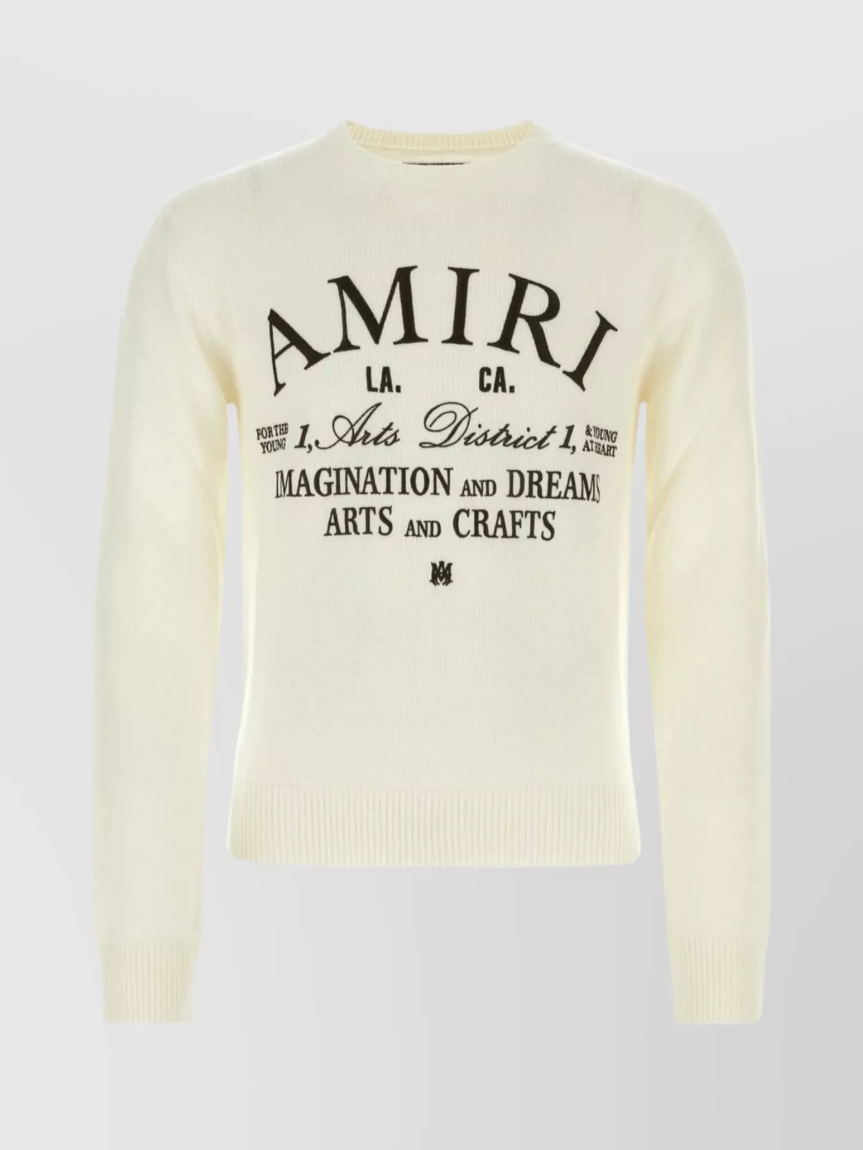 Shop Amiri Arts District Wool Blend Sweater In Beige