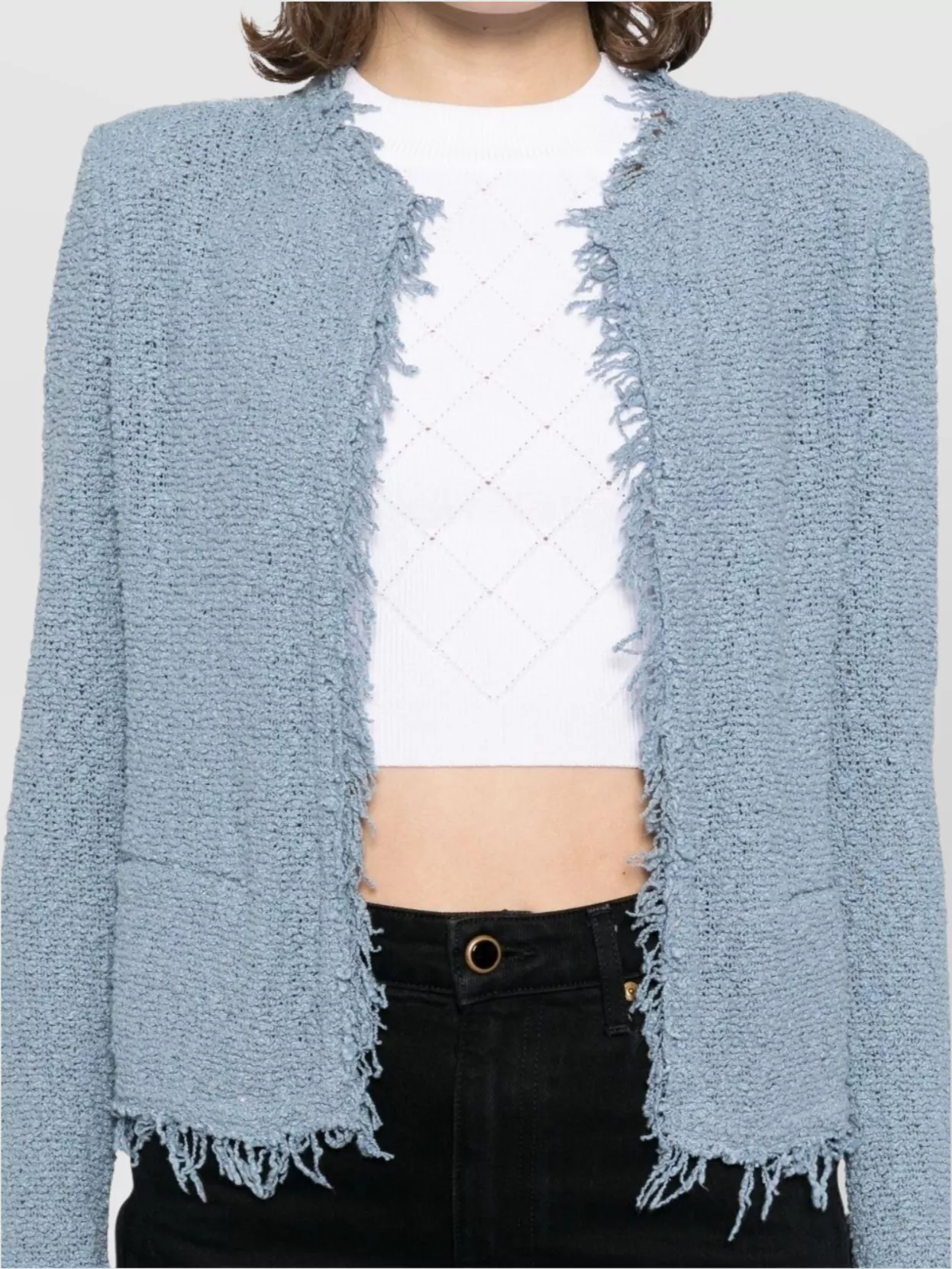 Iro Short Cotton Jacket Frayed Edges