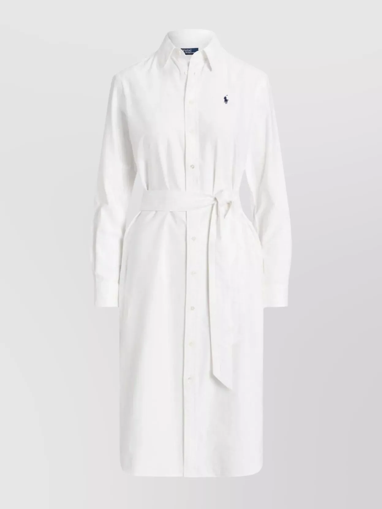 Shop Polo Ralph Lauren Cotton Oxford Shirt Dress With Self-belt In White