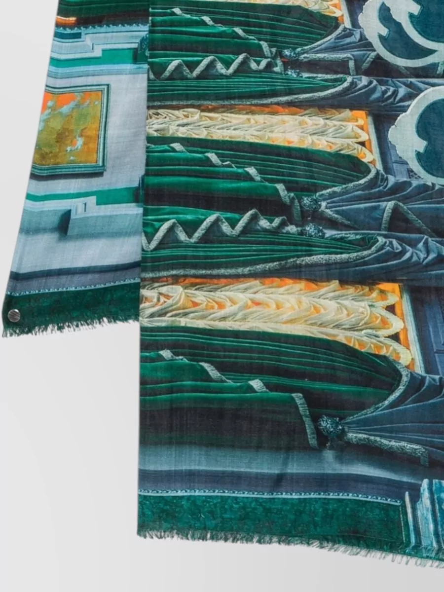Faliero Sarti Silk Printed Frayed-Edge Scarf