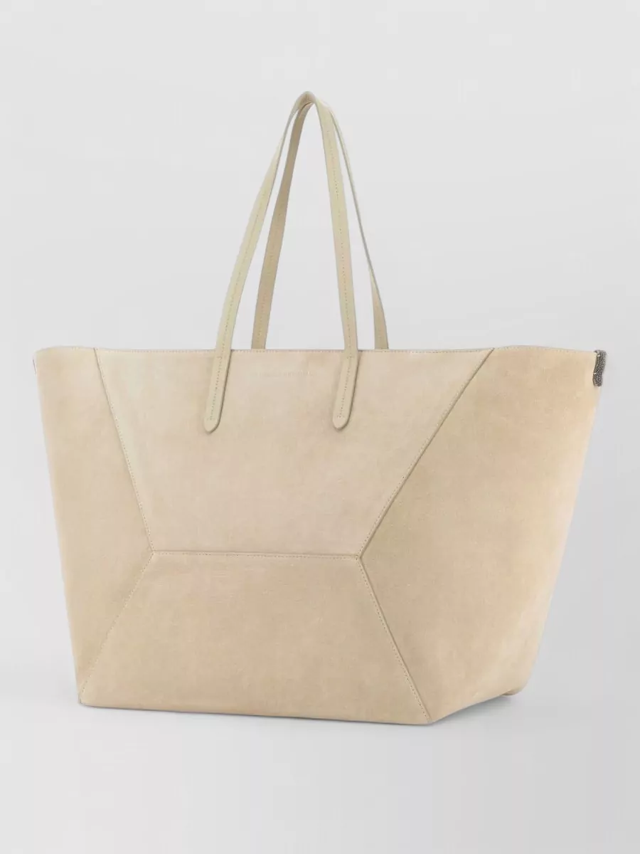 Brunello Cucinelli na suede leather tote bag