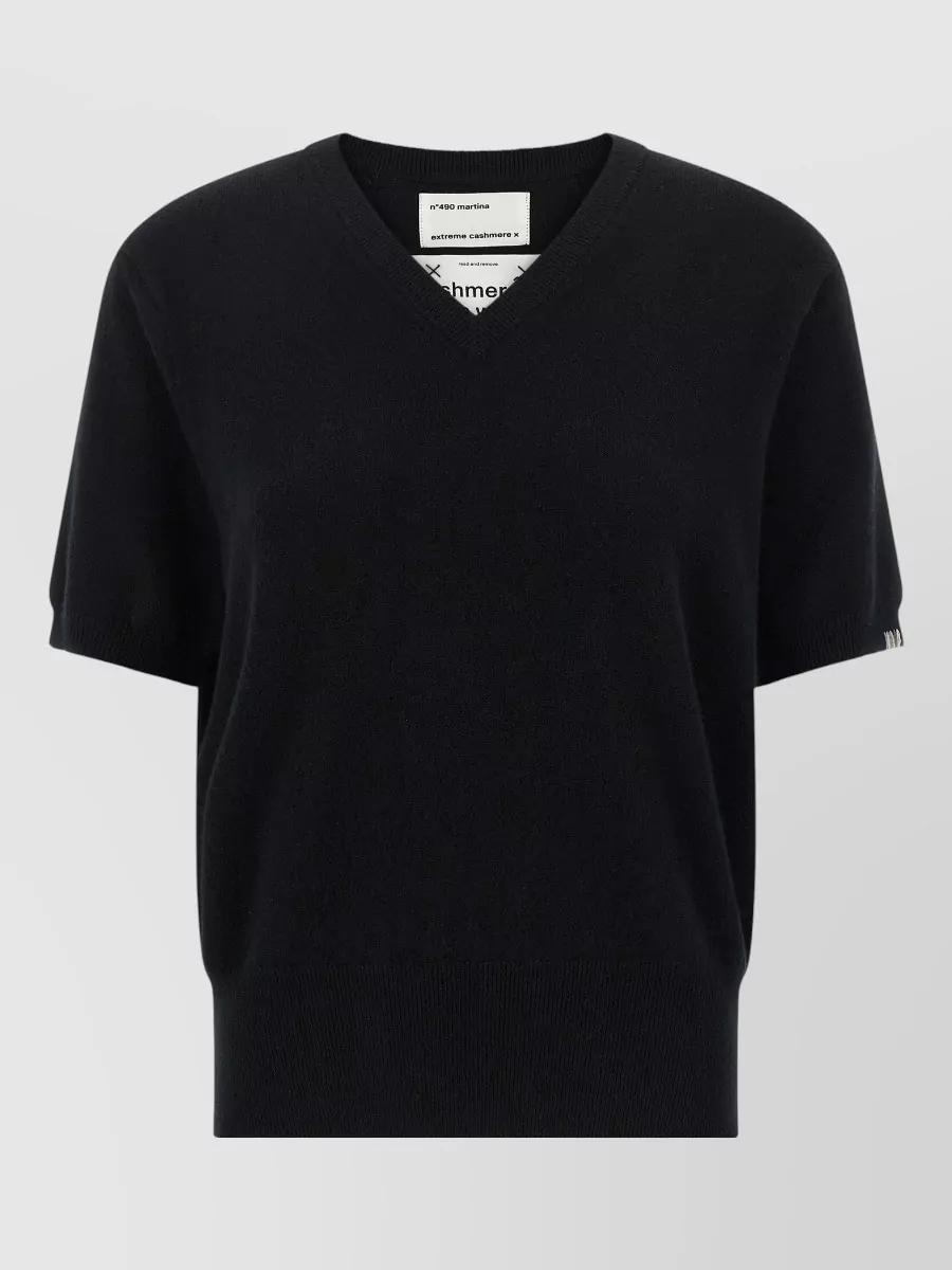 Extreme Cashmere cashmere ribbed v-neck short-sleeve sweater