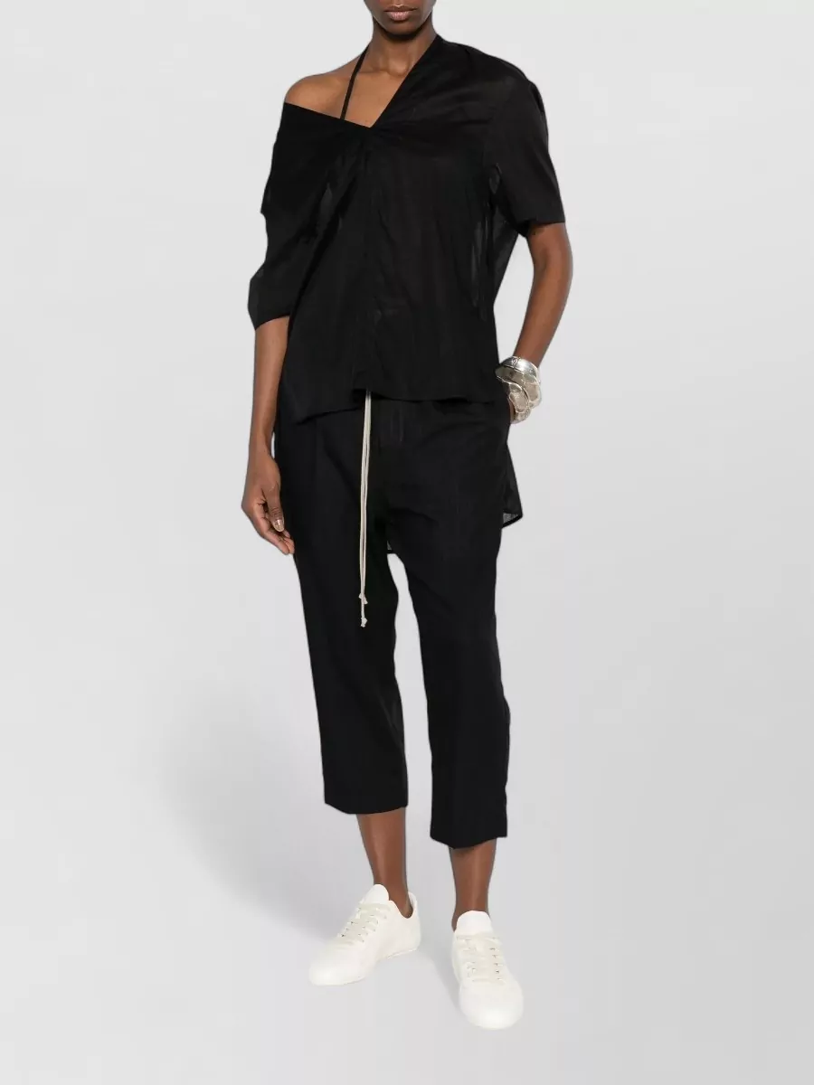 Rick Owens Cotton V-Neck Short-Sleeve Blouse