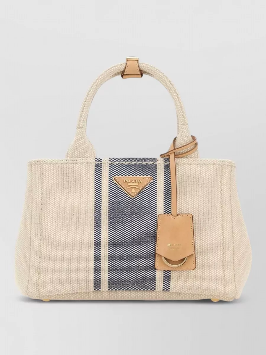 Prada small canvas leather tote bag
