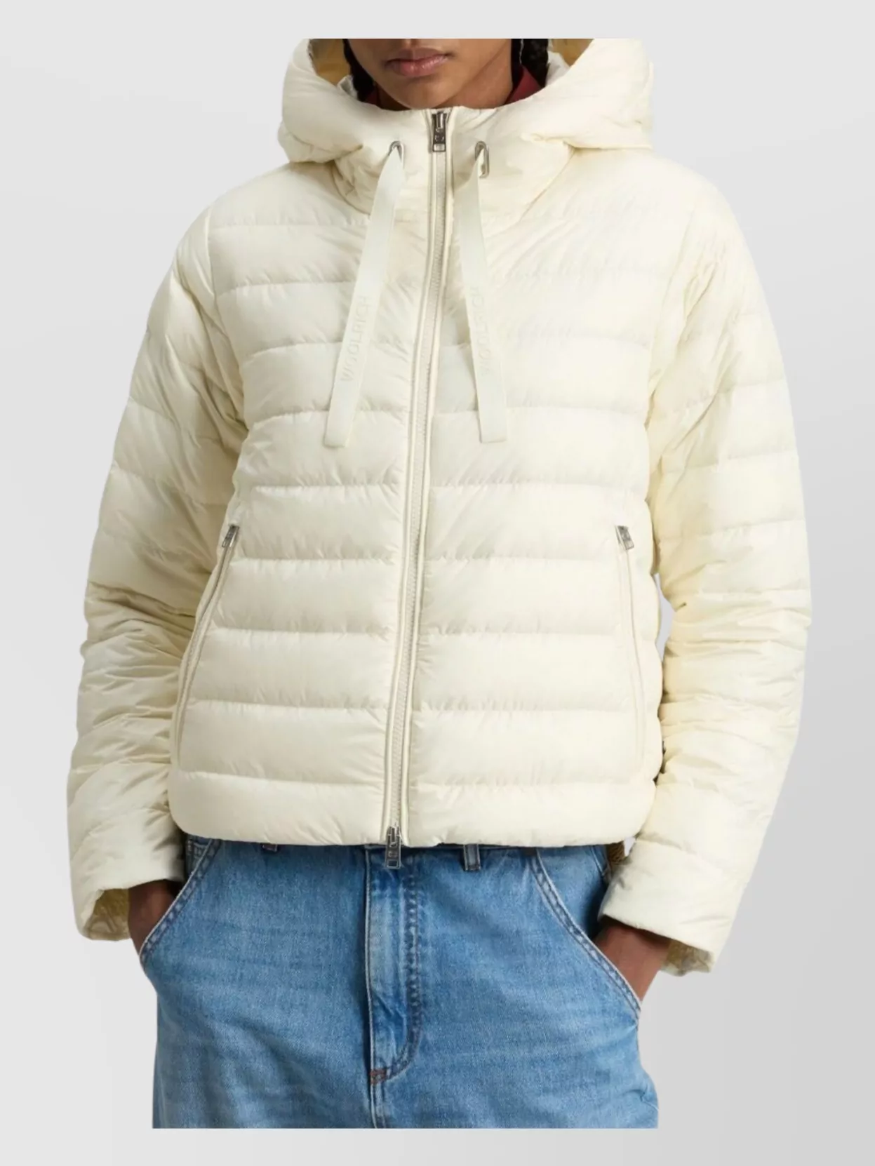 Shop Woolrich Short Down Jacket With Hood And Quilted Pattern