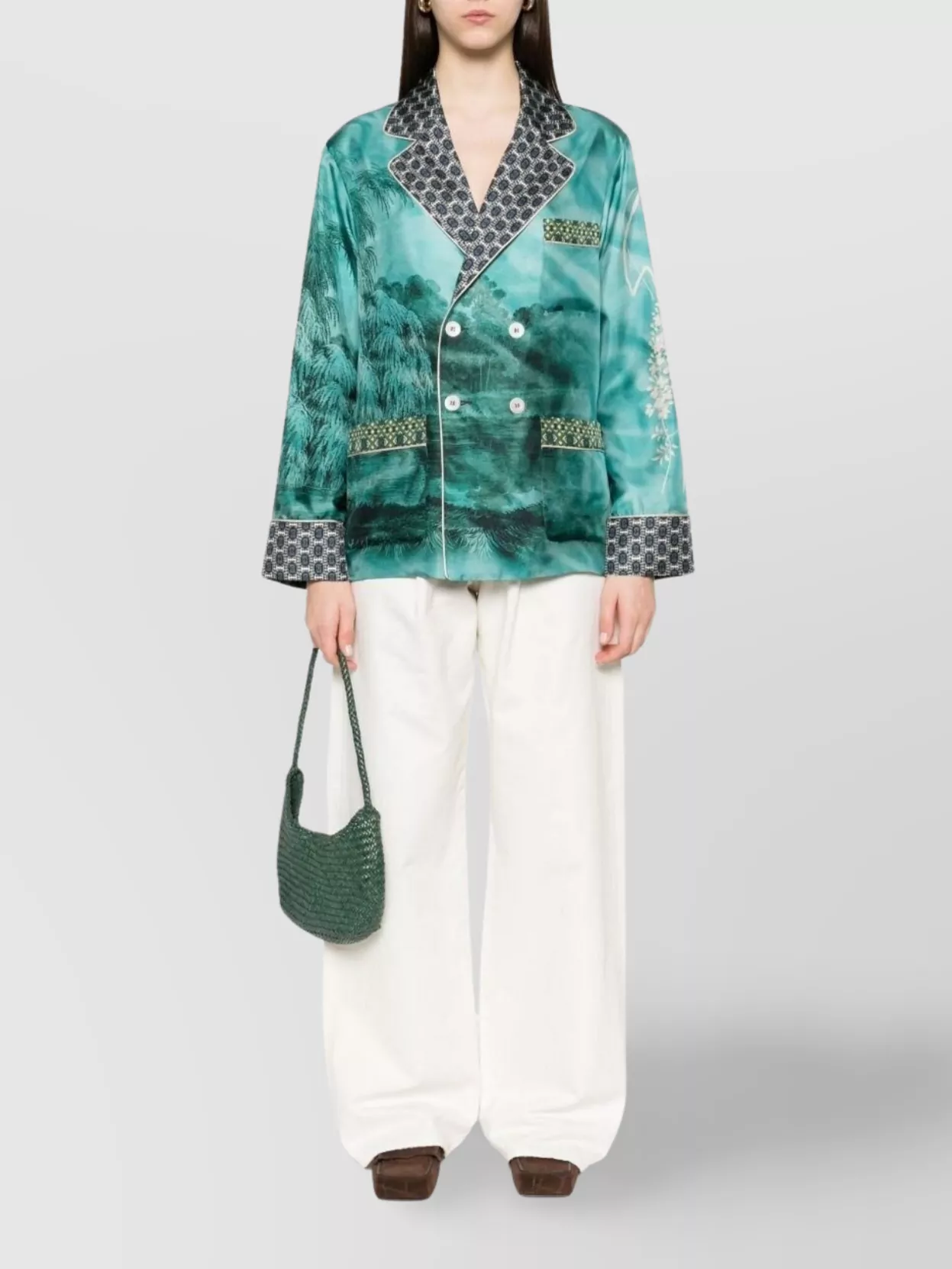 Pierre Louise Mascia Double-breasted Blazer Featuring Contrast Lapels In Blue