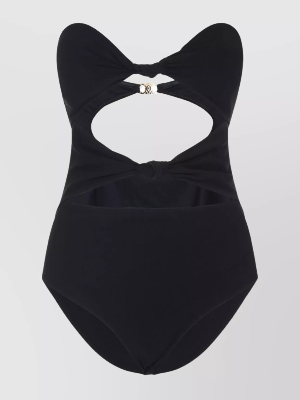 Celine Beachwear With Cut-out Design And Gold-tone Hardware In Black