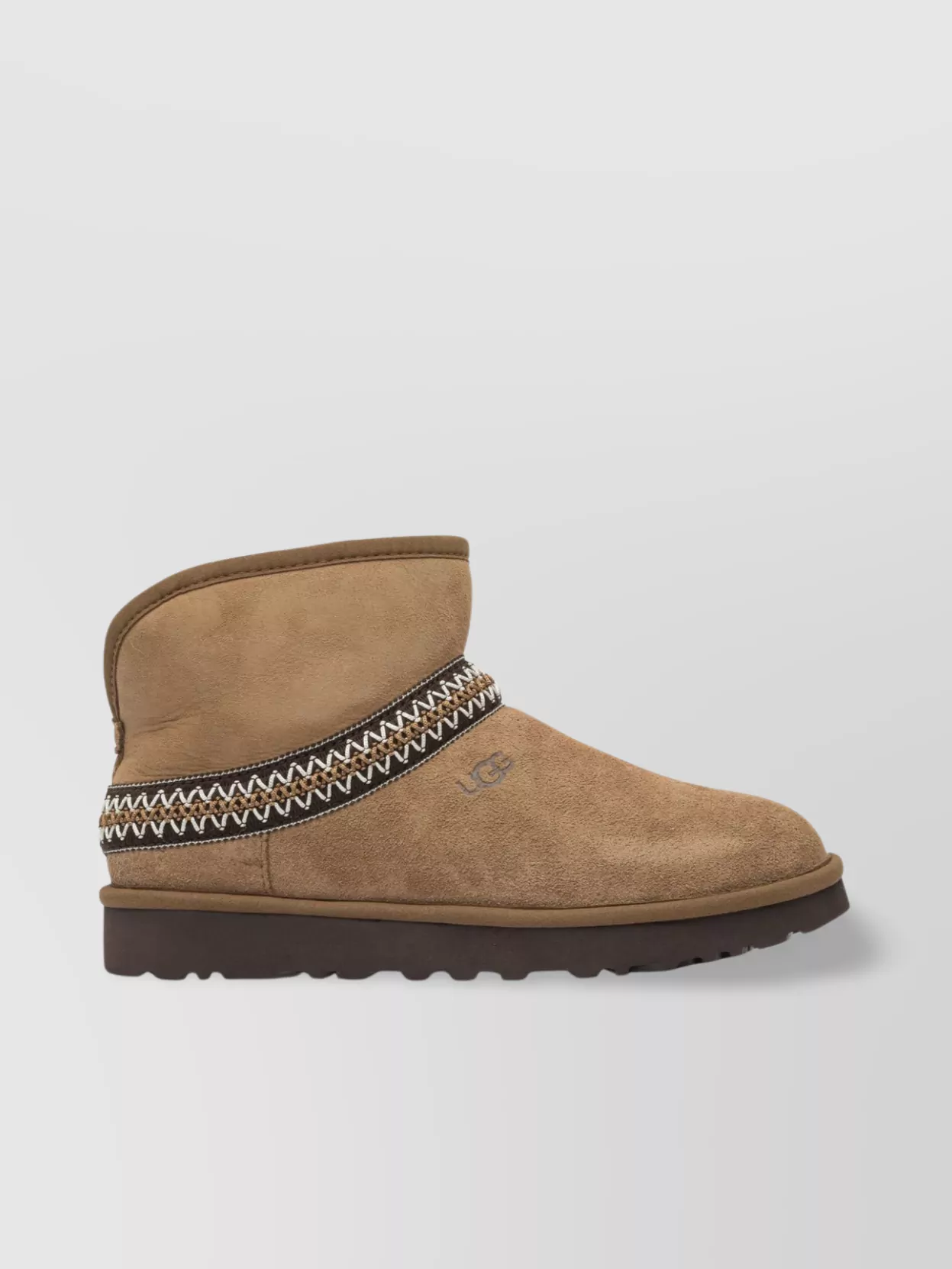 Ugg Suede Ankle Boots Embroidered Detail
