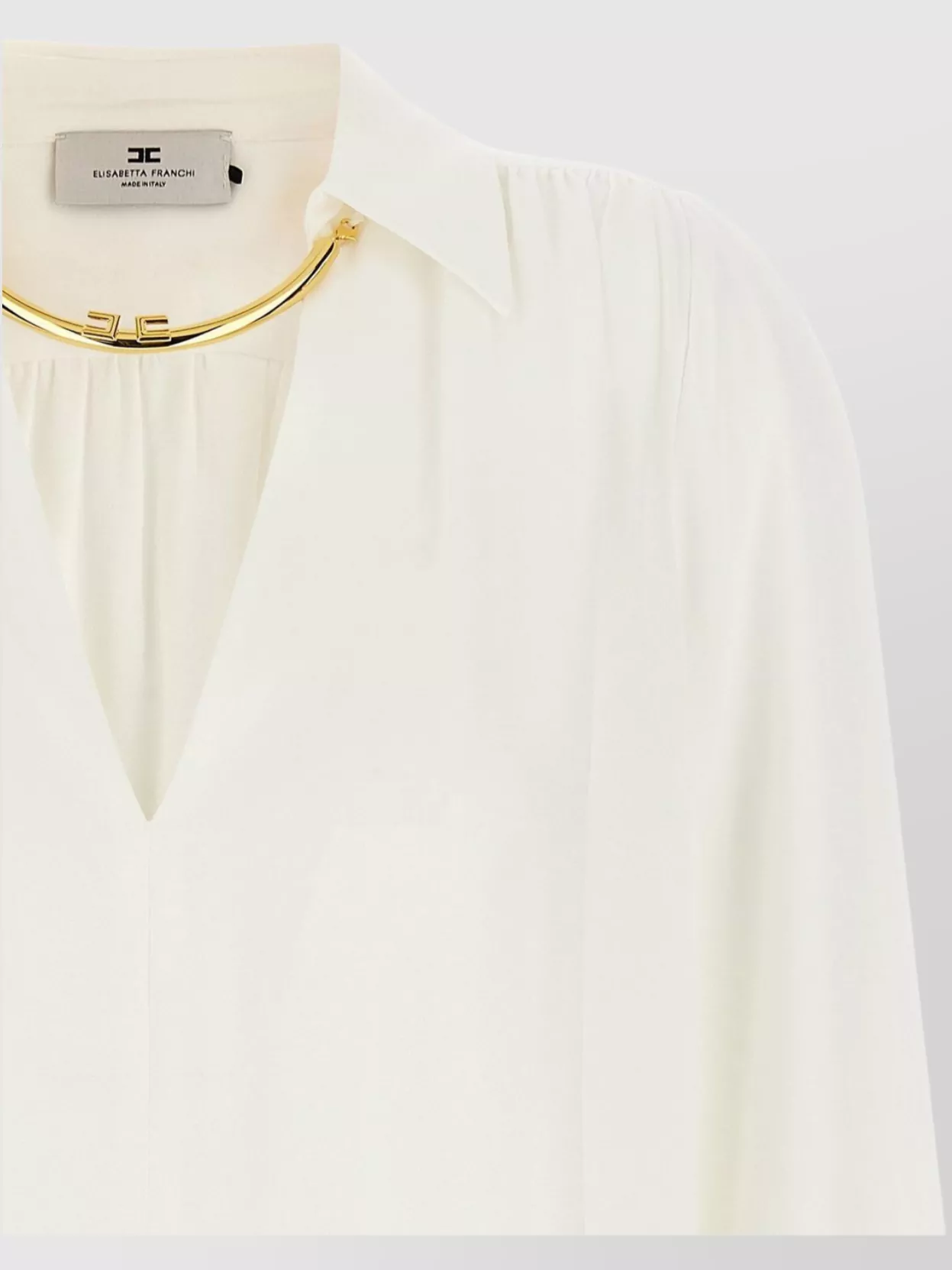 Elisabetta Franchi Pleated Shoulder Long Sleeve Shirt With Gold Hardware