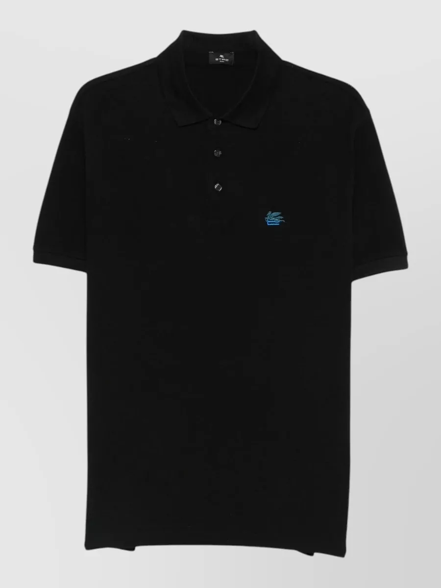 Etro cotton piqué embroidered polo shirt