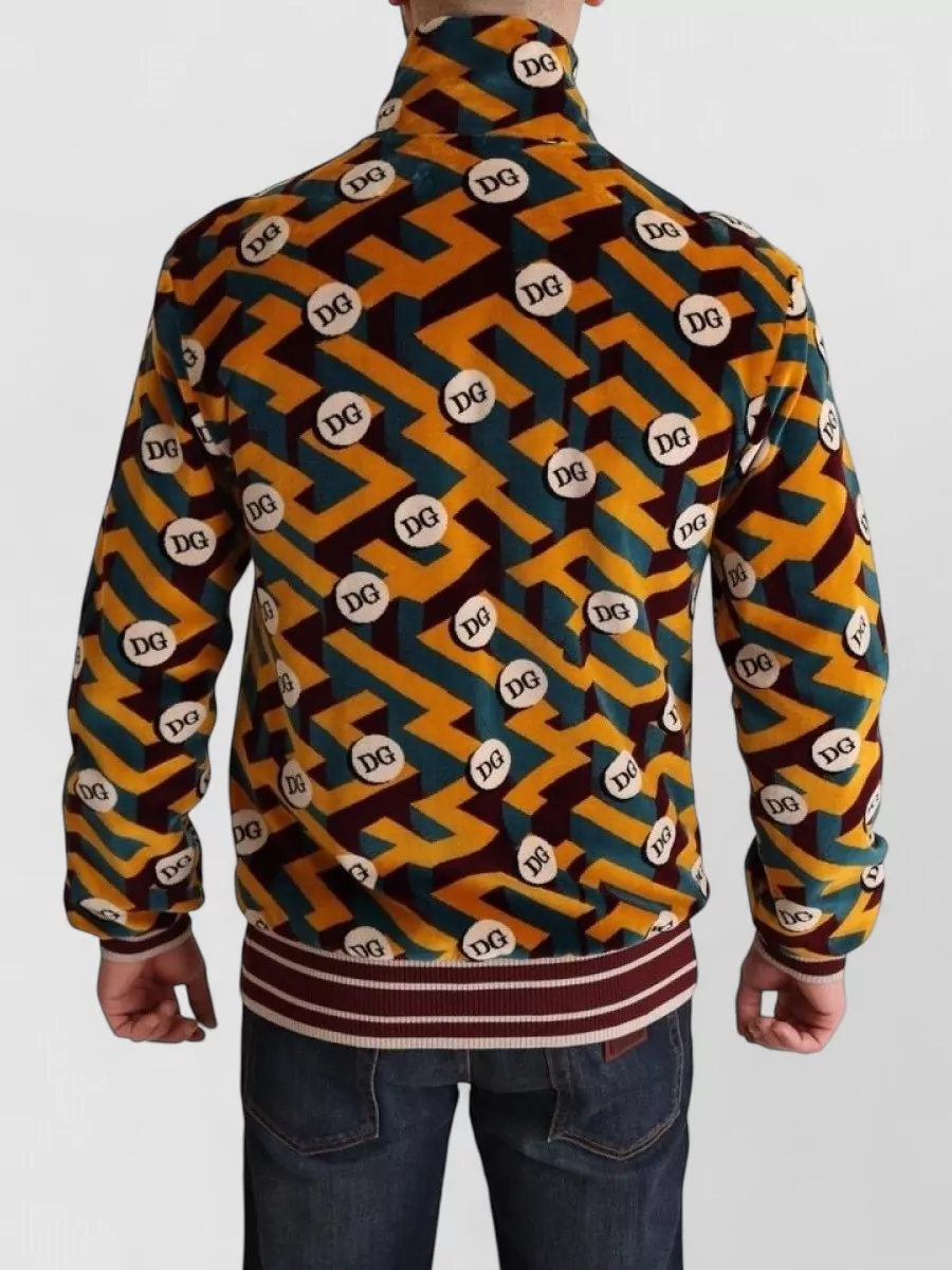 Dolce&Gabbana Velvet High Neck Zip Bomber Jacket