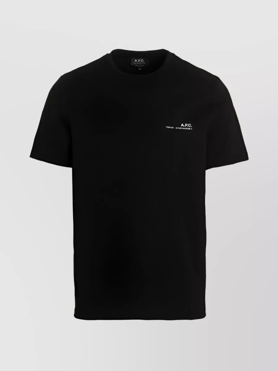 Shop Apc Cotton Logo Print Crew Neck T-shirt In Black
