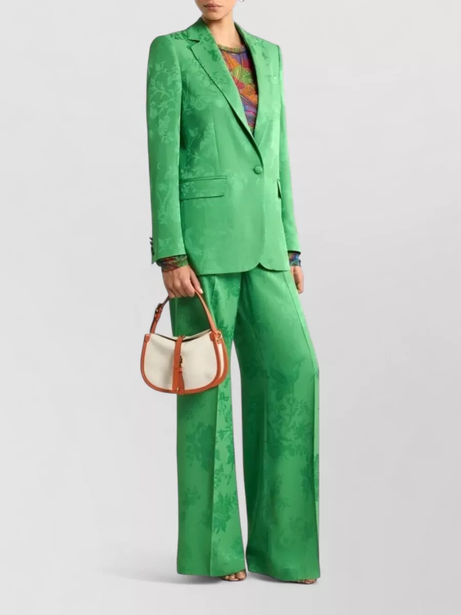 Etro High Waist Trousers Floral Pattern Pleats