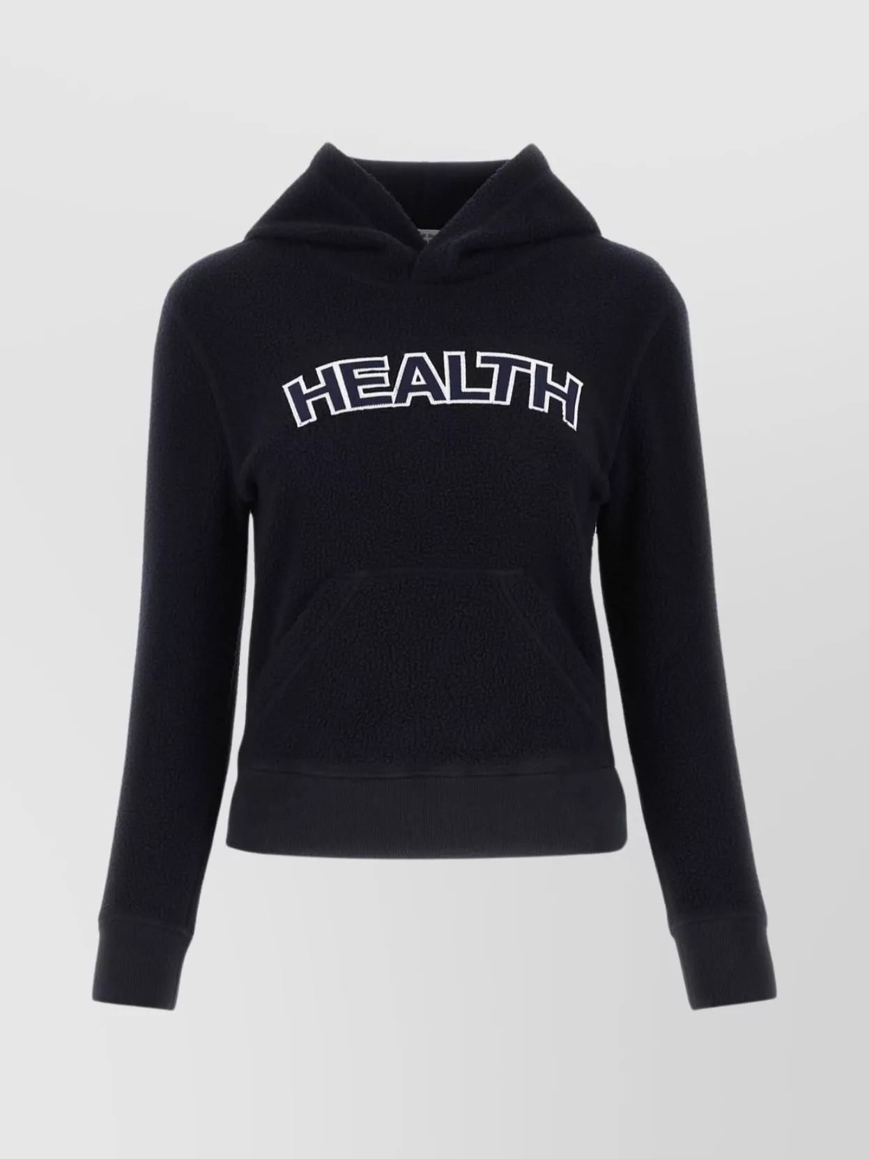 Shop Sporty And Rich Hooded Pile Sweatshirt With Ribbed Hemline In Blue