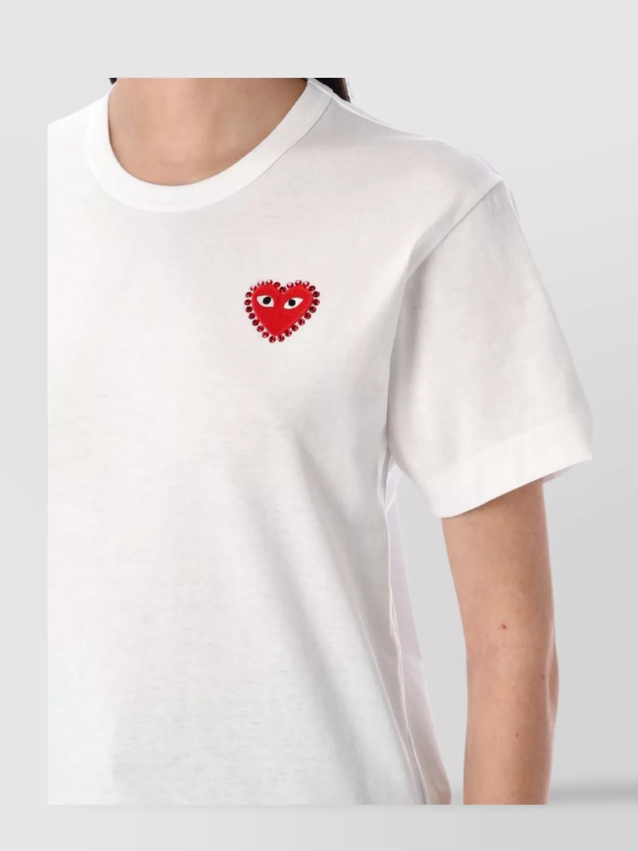 Comme Des Garçons Play Logo Embroidered T-shirt With Round Neck