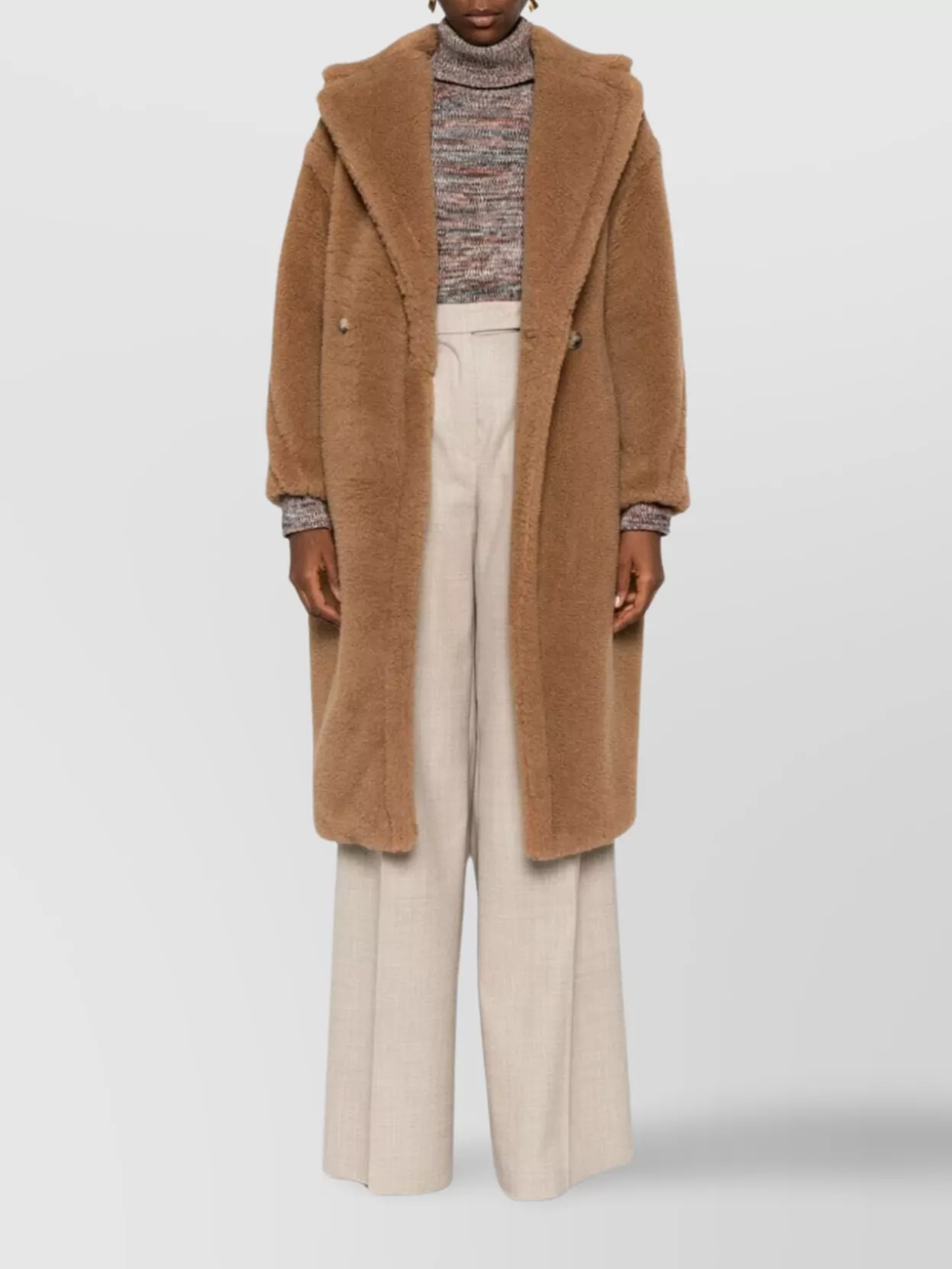 Max Mara Wide Leg Trousers Pleated Front In Neutral