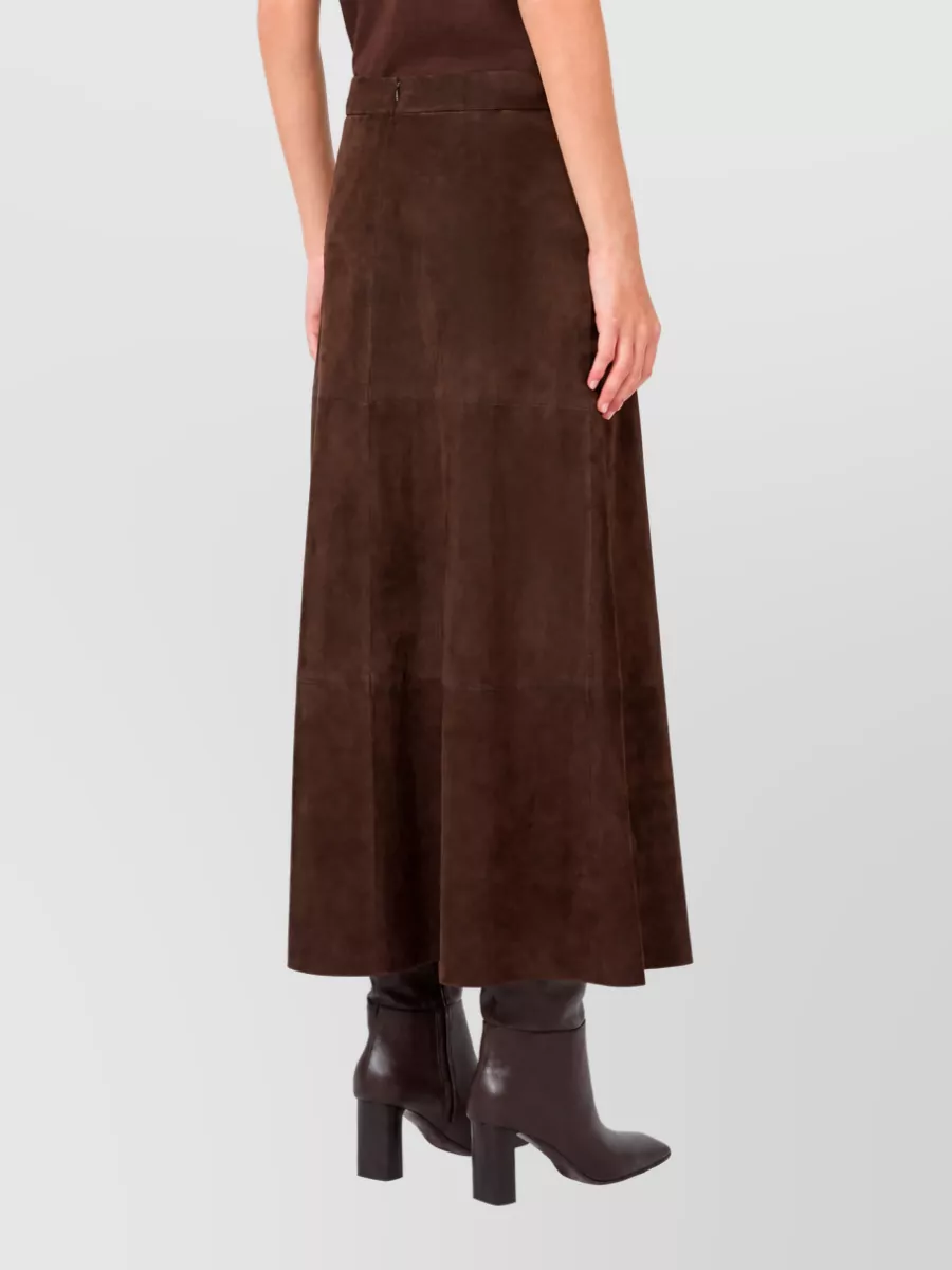 S Max Mara Leather A-Line Skirt