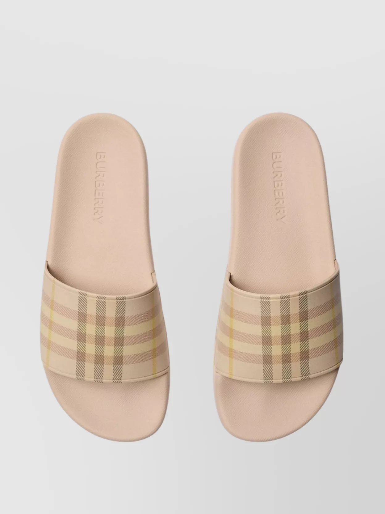 Burberry Checkered Pattern Flat Sole Slide Sandals