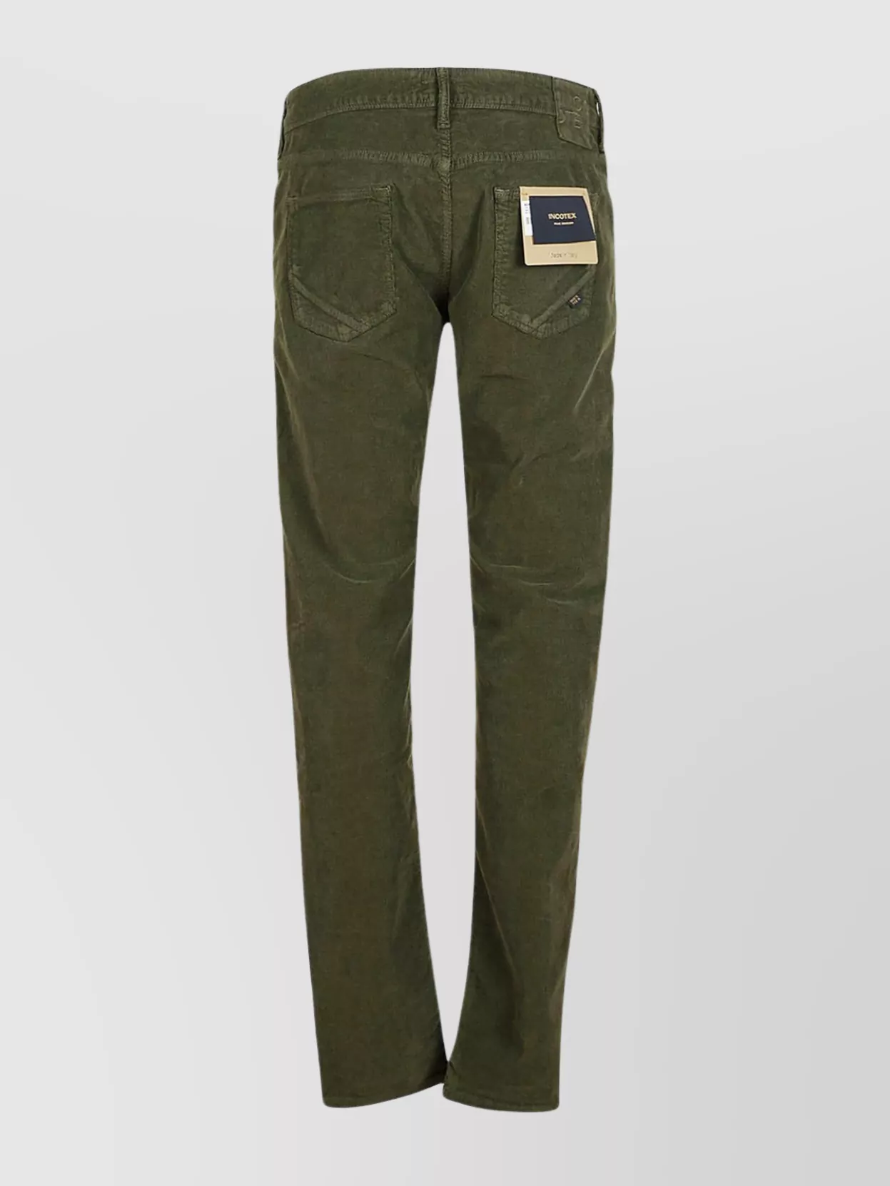 Incotex 5pockets Leather Detail Trousers In Green