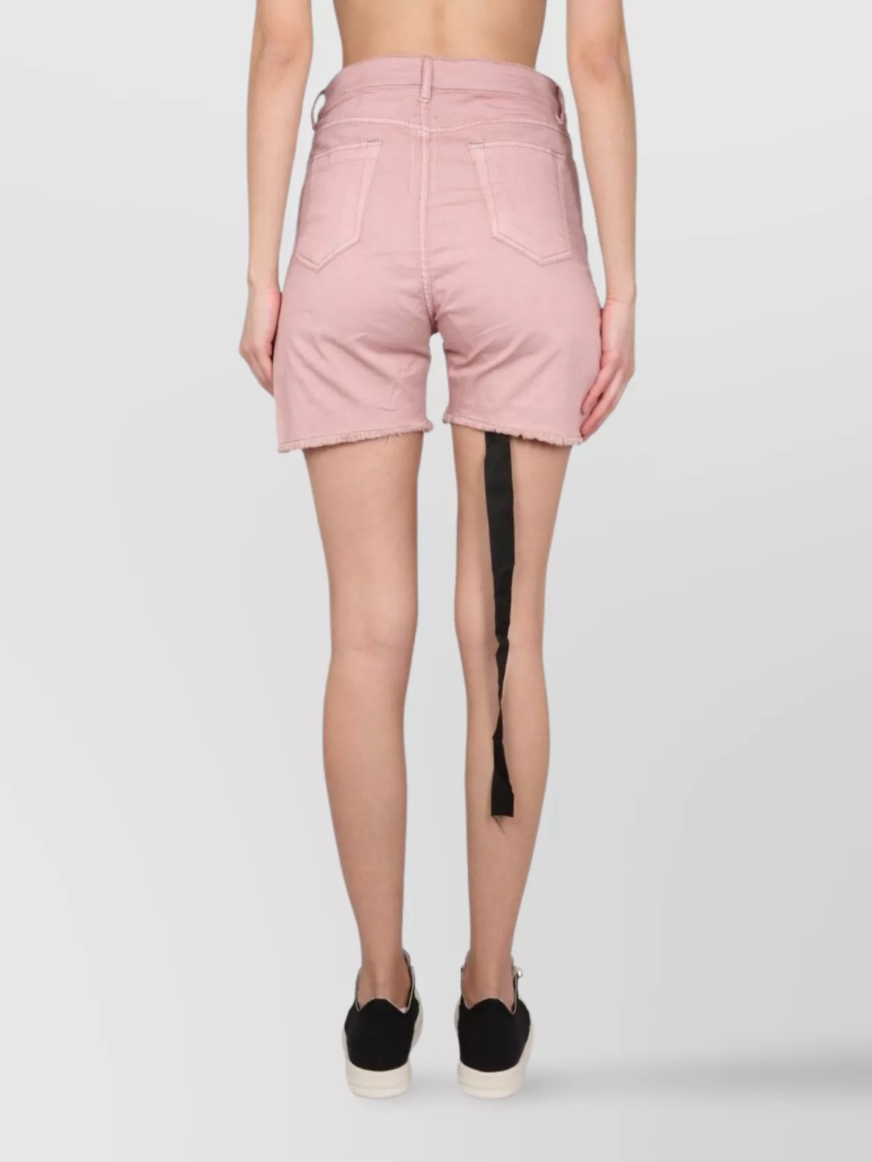 Rick Owens Drkshdw Denim Shorts Frayed Hem In Pink