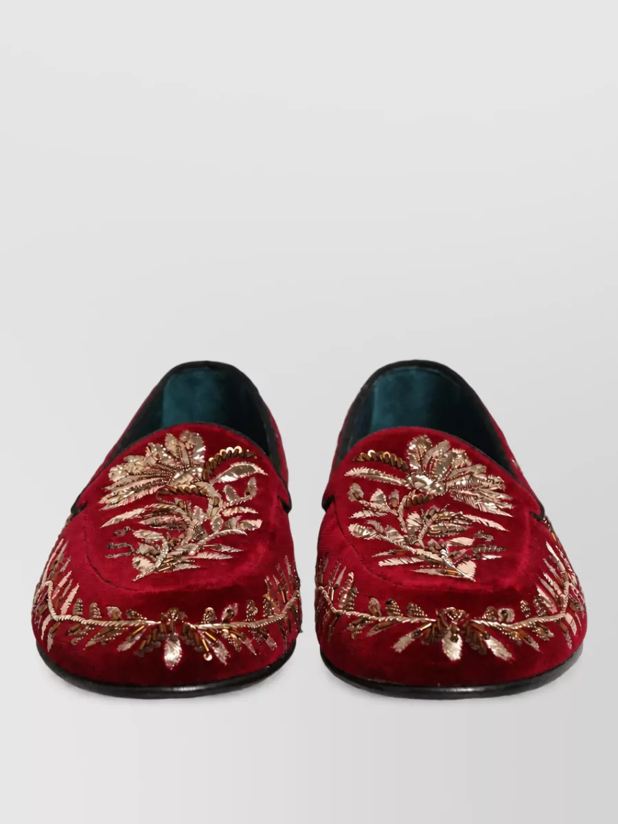 Dolce&Gabbana velvet floral-embroidered loafers