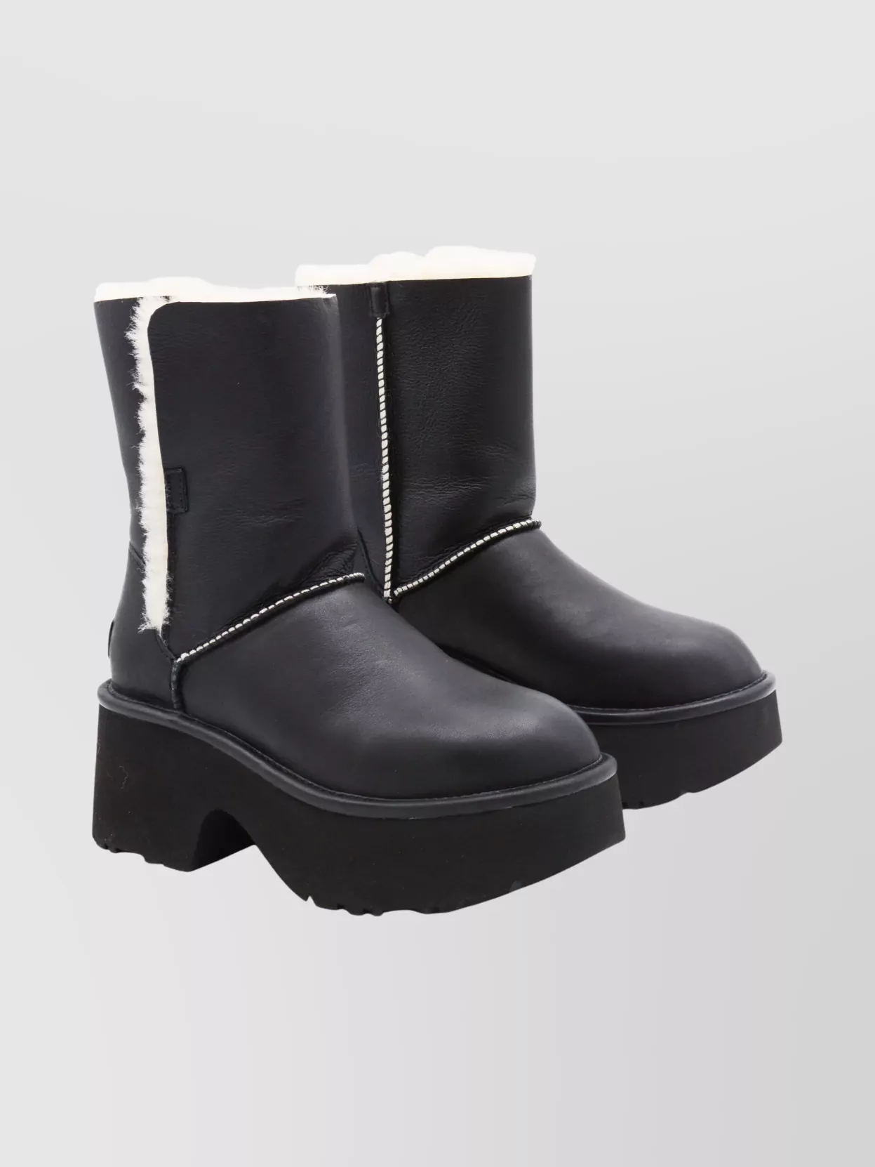 Ugg leather fur-trim platform ankle boots