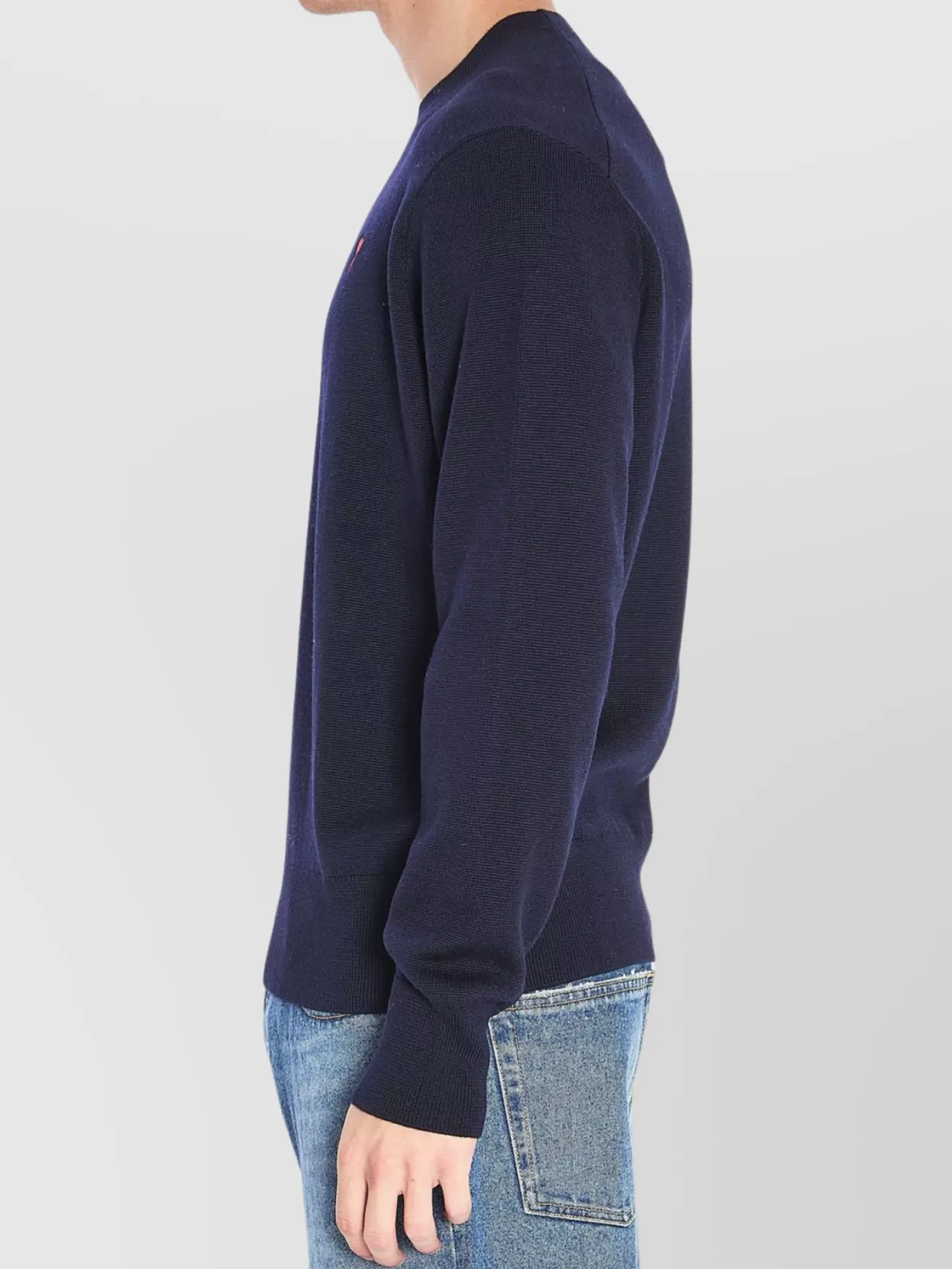 Ami Paris Merino Wool Heart Embroidered Sweater