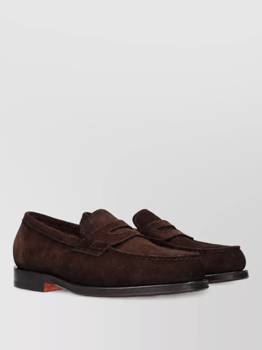 Santoni Suede Leather Monk Shoes