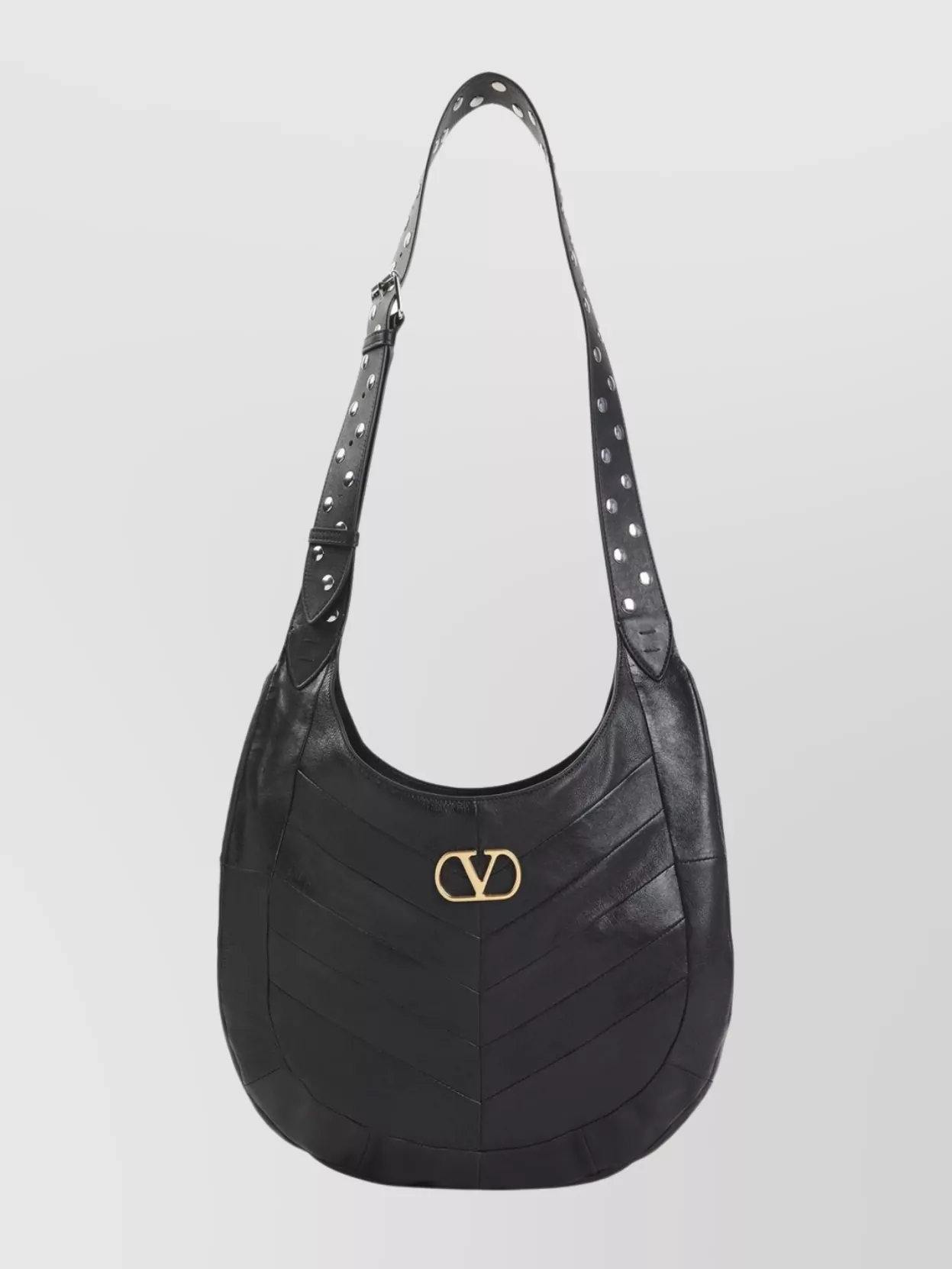 Valentino Garavani Chevron Pattern Shoulder Bag With Studded Strap