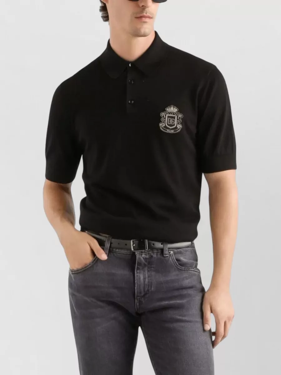 Dolce&Gabbana Cotton Shirt Polo Collar Ribbed Hem