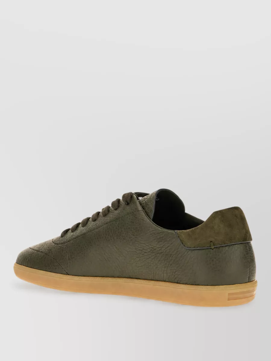Zegna Leather Lace-Up Sneakers