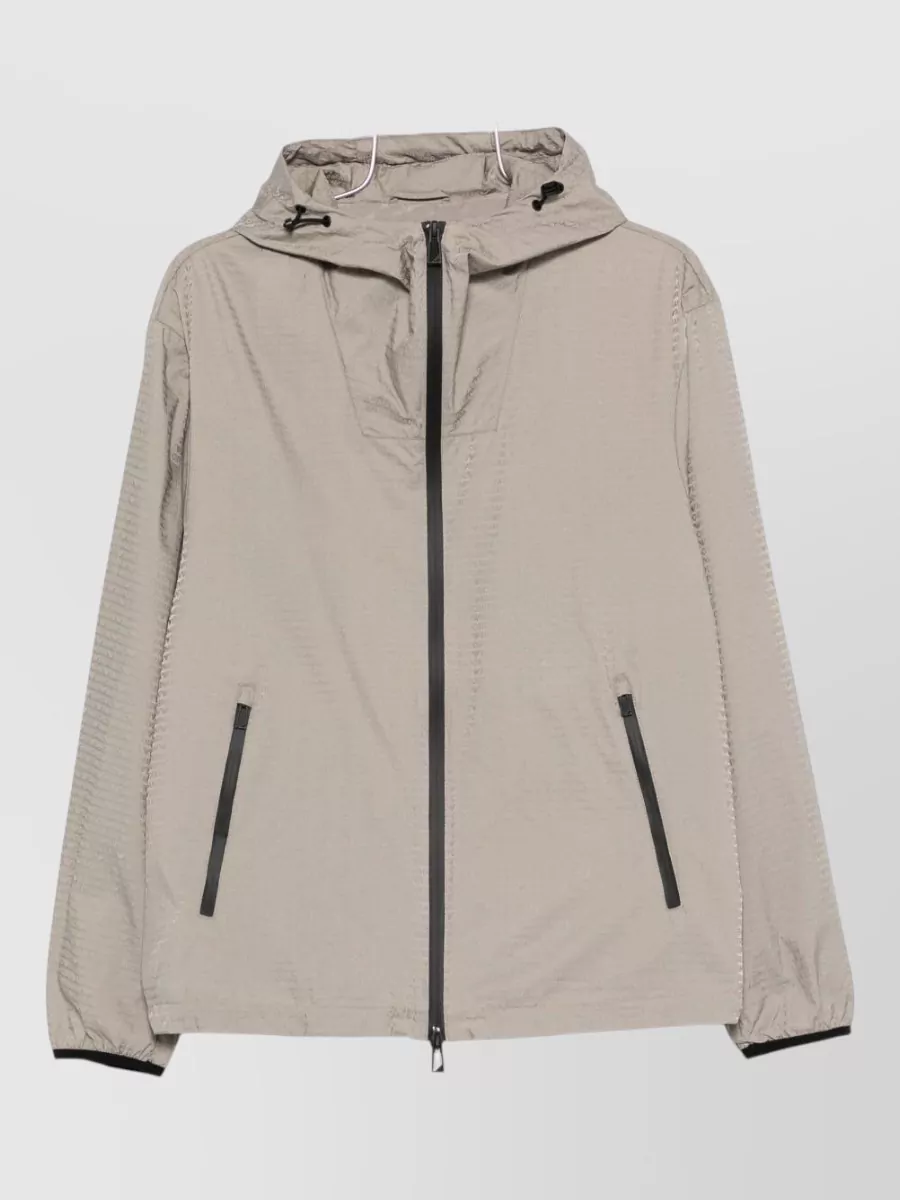 Emporio Armani Textured hooded raincoat