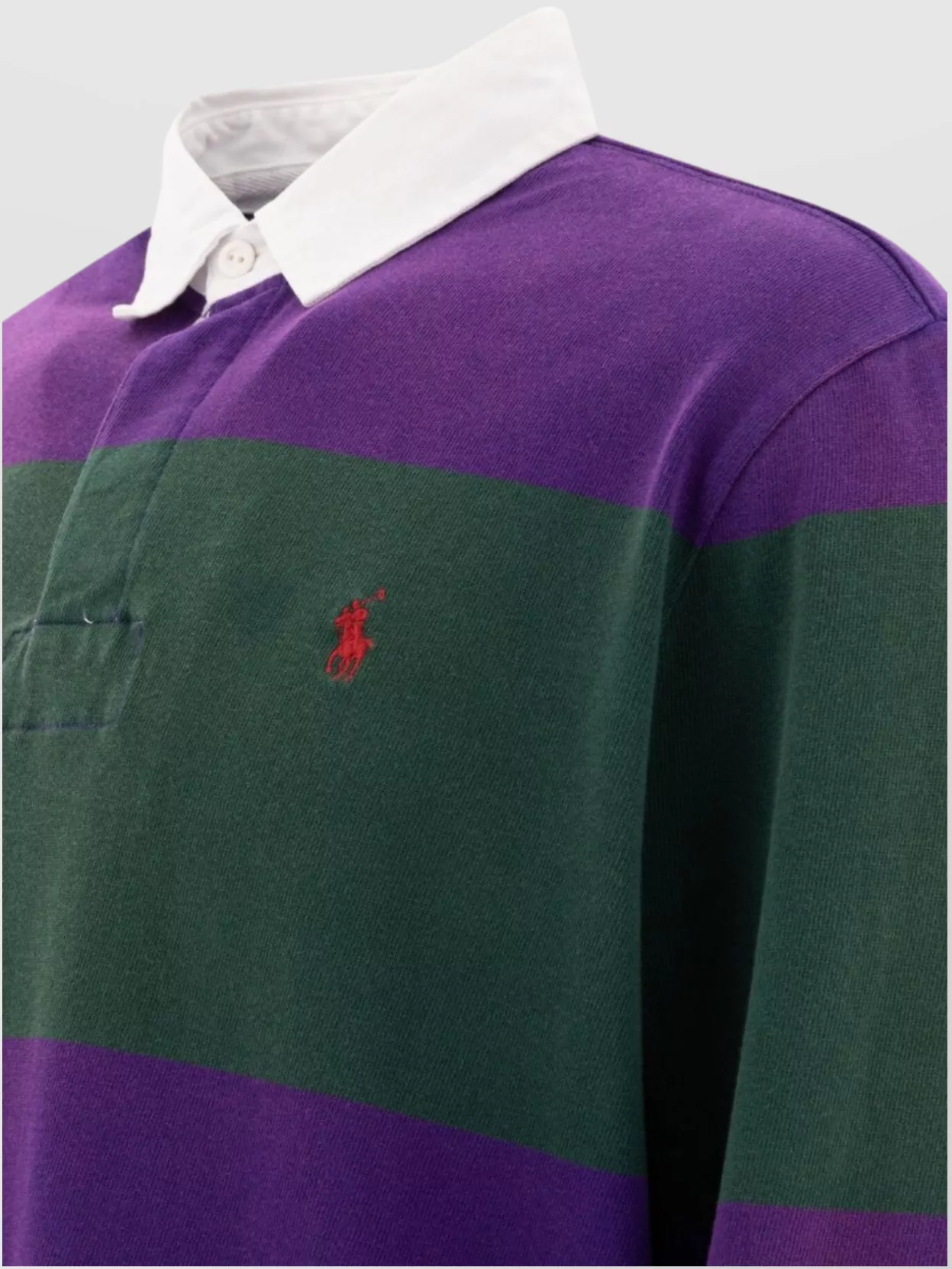 Polo Ralph Lauren Striped Long Sleeve Rugby Shirt With Buttoned Collar
