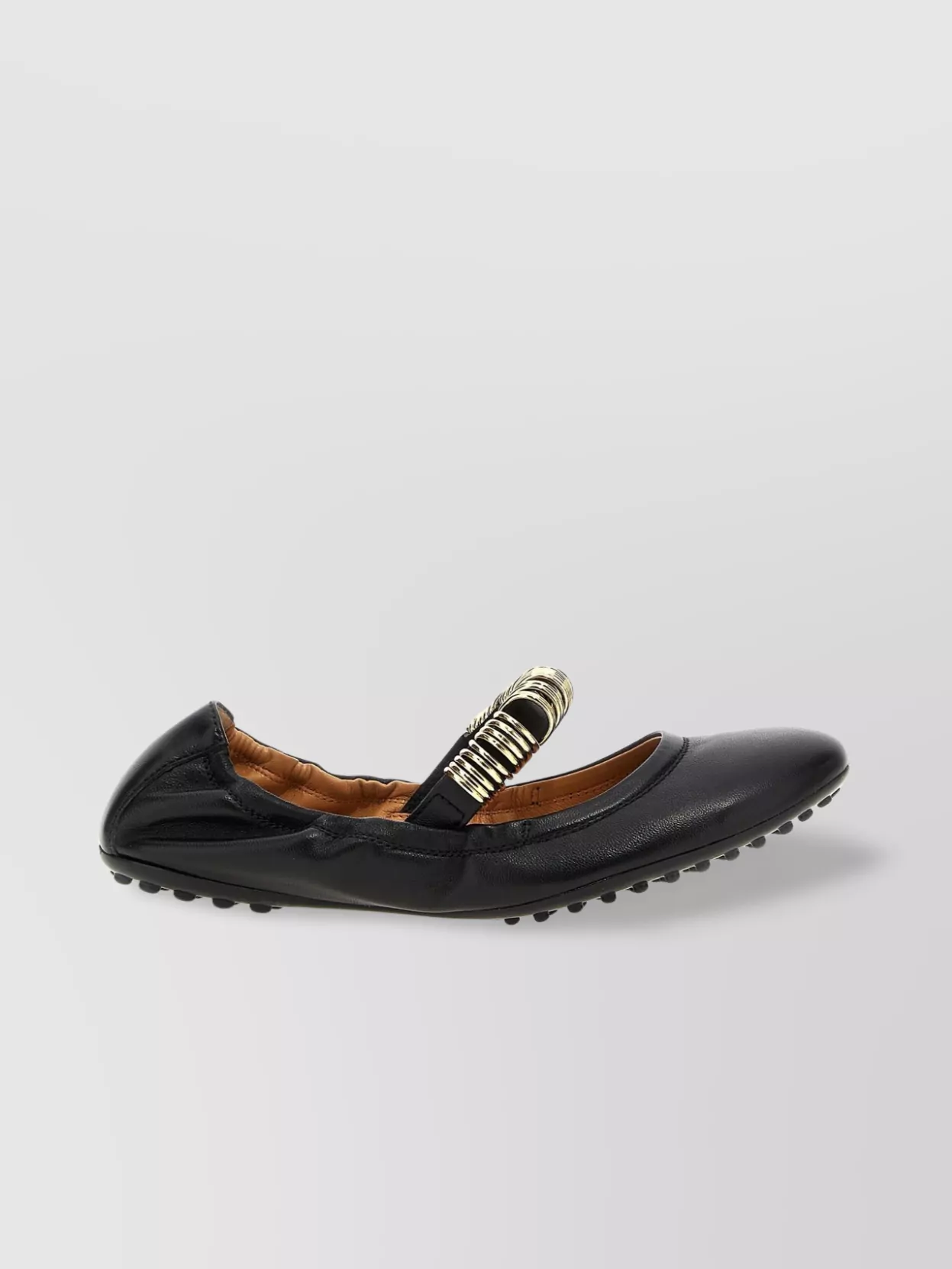 TOD'S ROUND TOE BALLET FLATS WITH TEXTURED SOLE
