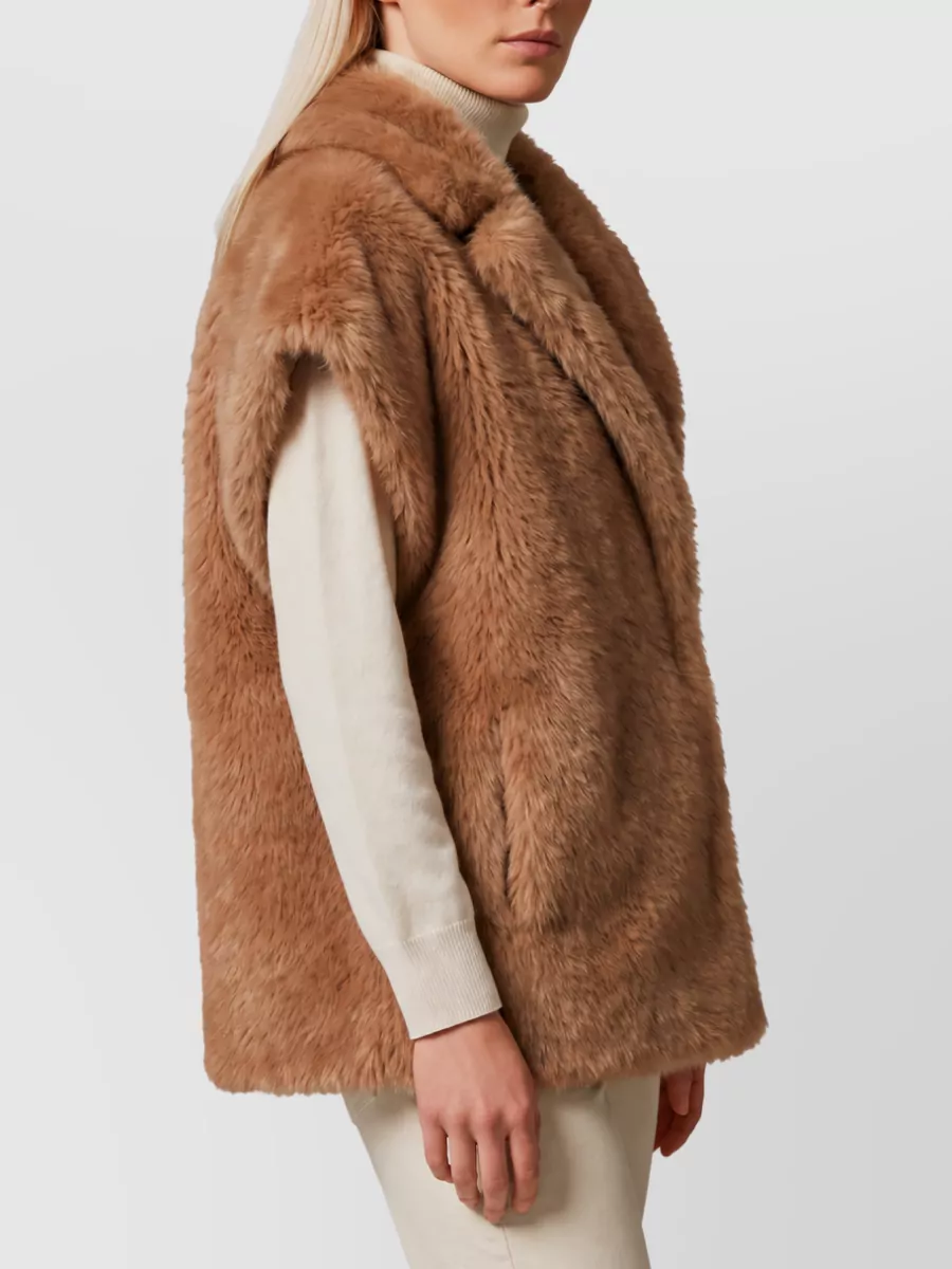 Herno Sleeveless Double-Breasted Faux Fur Jacket
