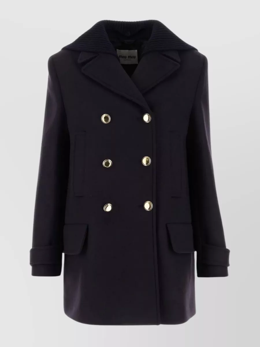 Shop Miu Miu Sophisticated Double-breasted Wool Coat In Black