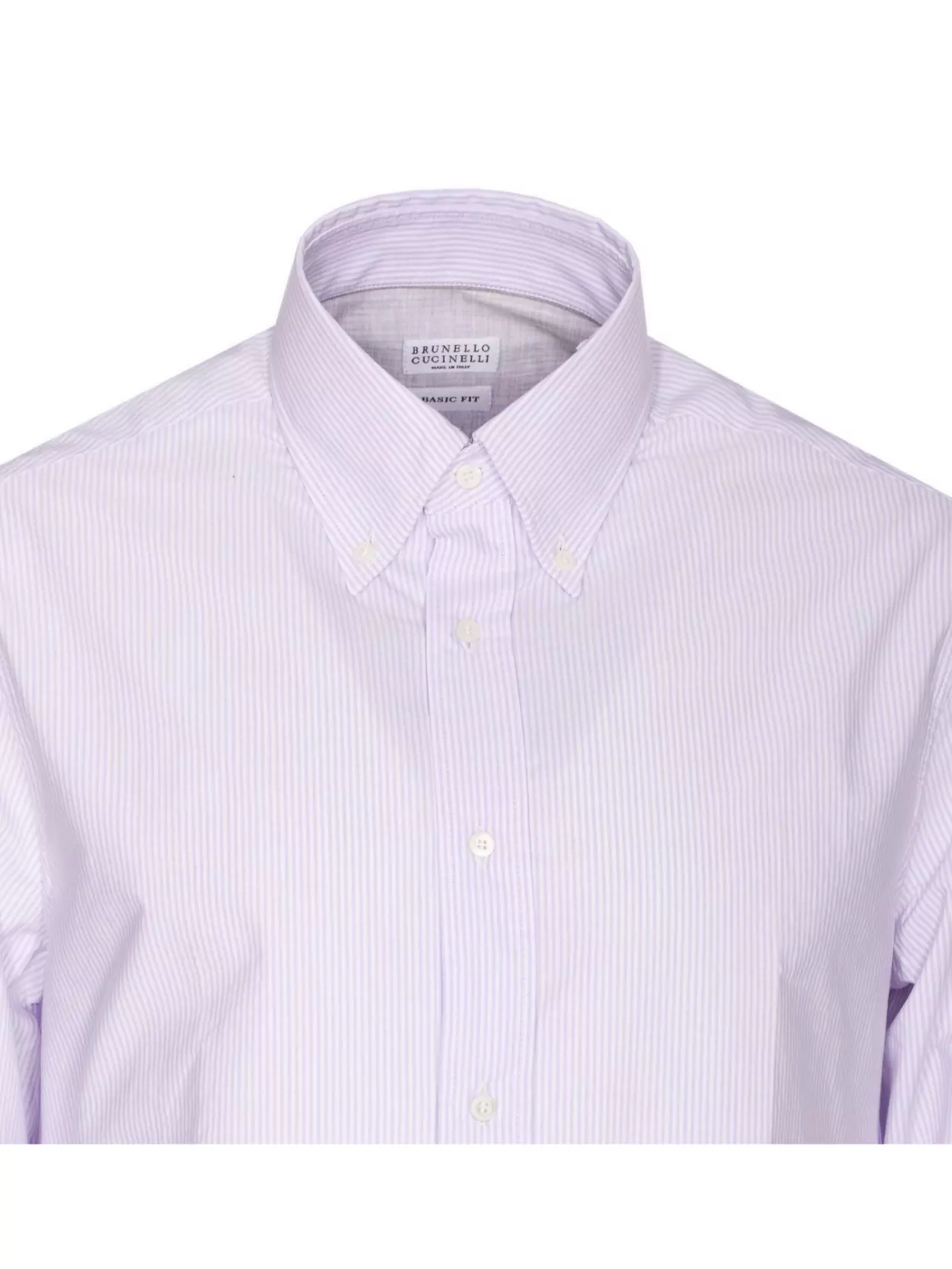 Brunello Cucinelli Striped Shirt With Long Sleeves And Regular Collar In Purple