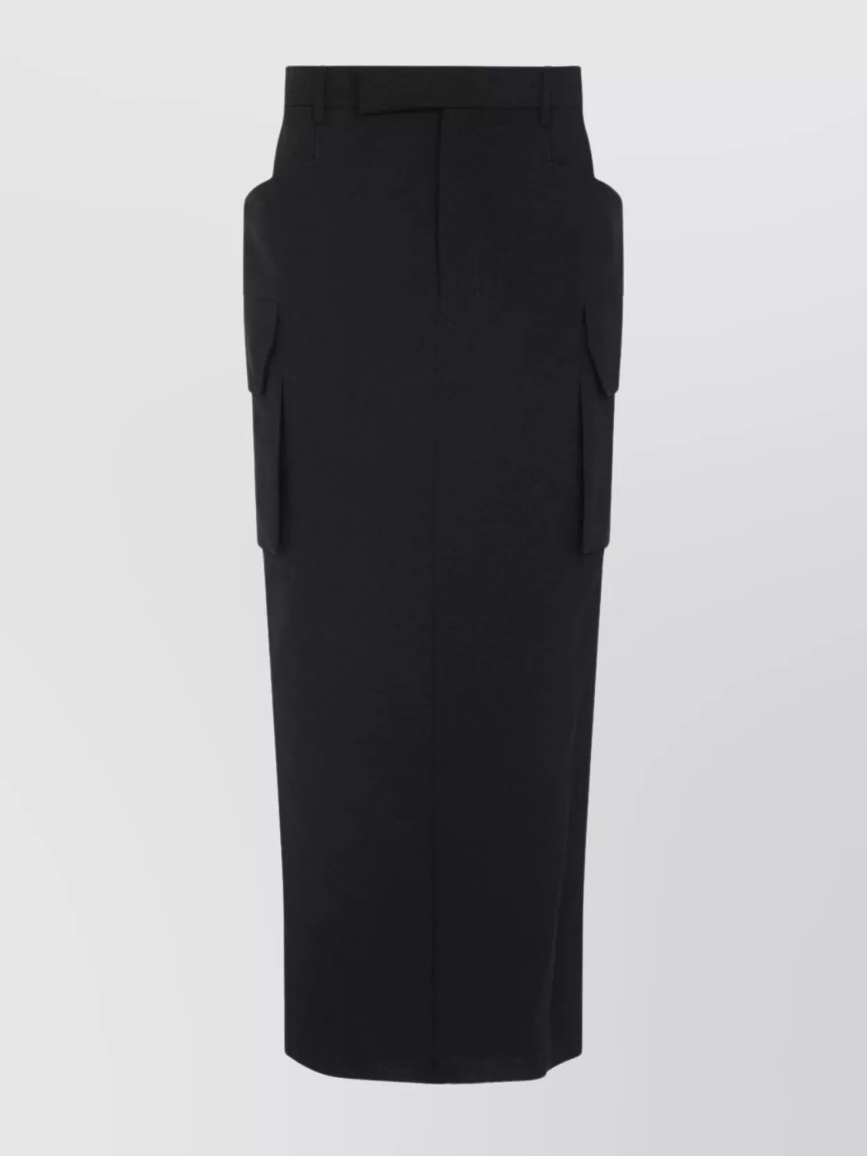 Rick Owens Firbanks Virgin Wool Twill Cargo Skirt In Black