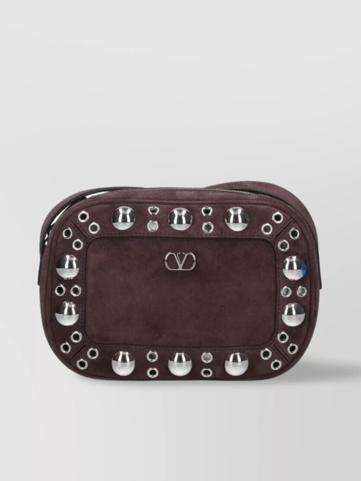 Valentino Studded Suede Shoulder Bag With Adjustable Strap
